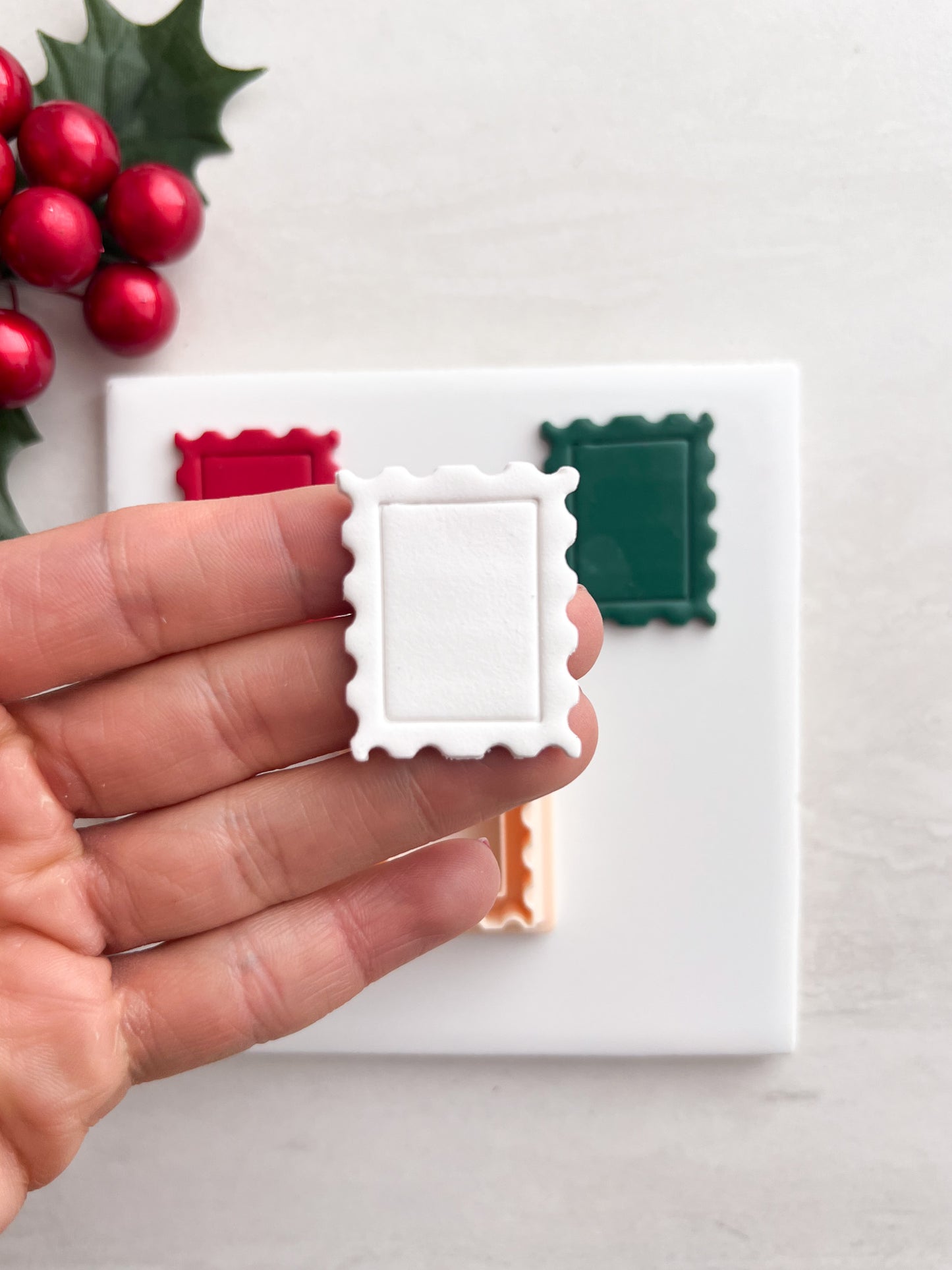 Christmas Postage Stamp Clay Cutter | Christmas Postage Stamp Polymer Clay Cutter for DIY Vintage Earrings Festive-Themed Jewelry and Handmade Holiday Accessories