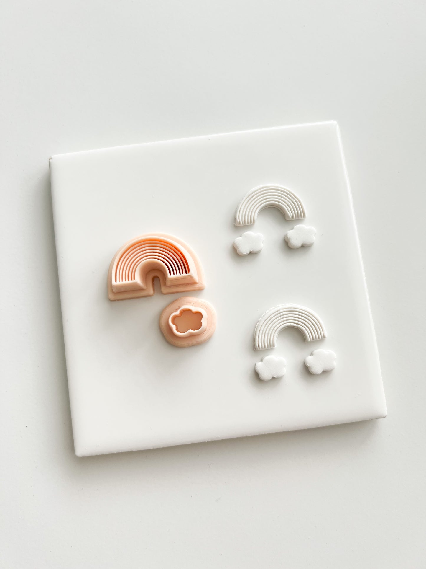 Rainbow Emboss with Cloud Clay Set | Rainbow Emboss with Cloud Polymer Clay Cutter Set for DIY Cute Earrings Rainbow-Themed Jewelry and Handmade Fun Accessories