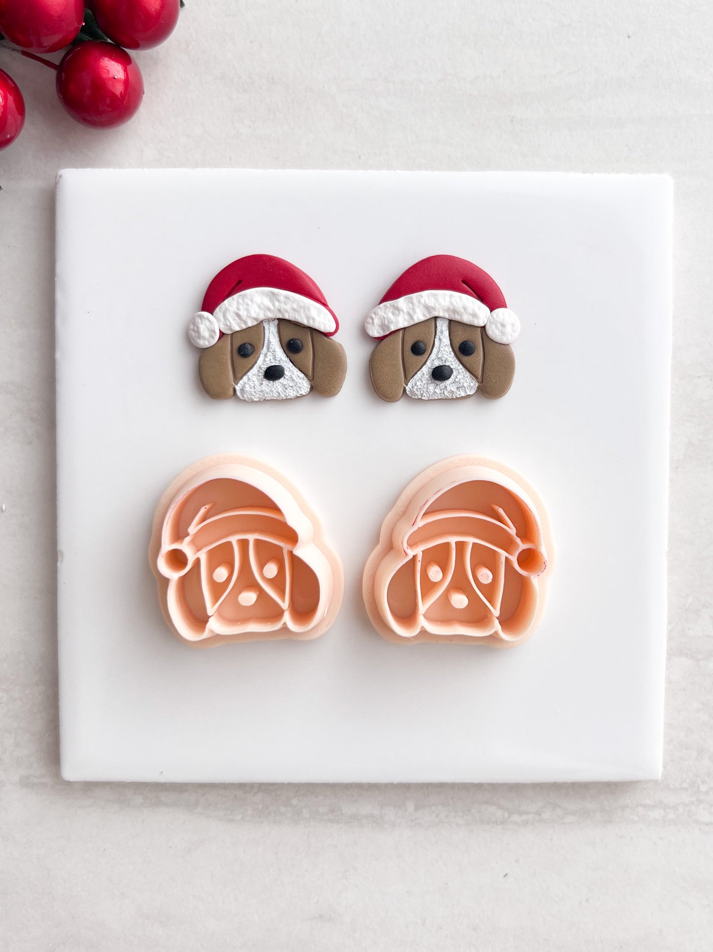Santa Dog Clay Cutter | Santa Dog Polymer Clay Cutter for DIY Christmas Earrings Cute Jewelry and Handmade Holiday Accessories