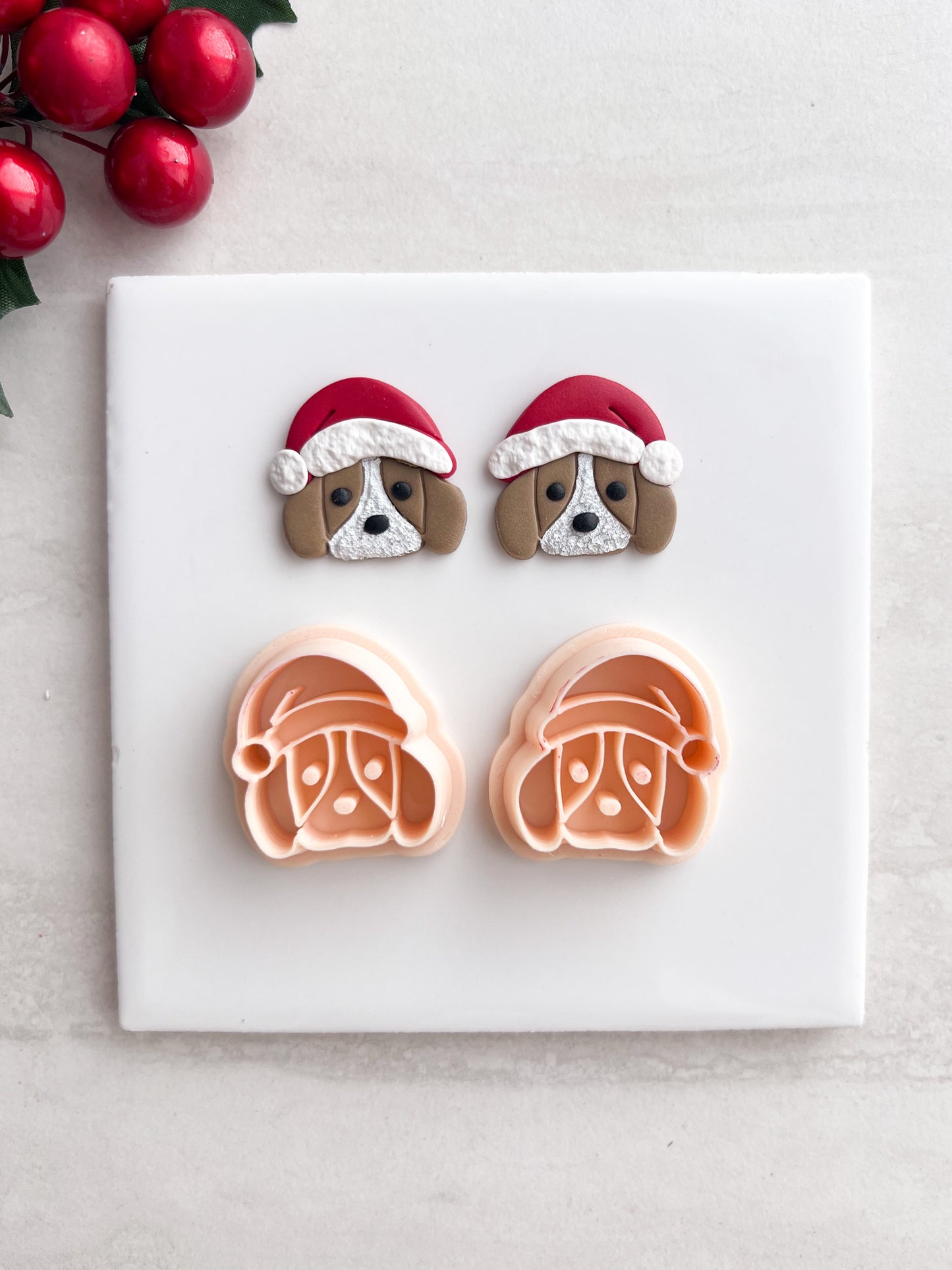 Santa Dog Clay Cutter | Santa Dog Polymer Clay Cutter for DIY Christmas Earrings Cute Jewelry and Handmade Holiday Accessories