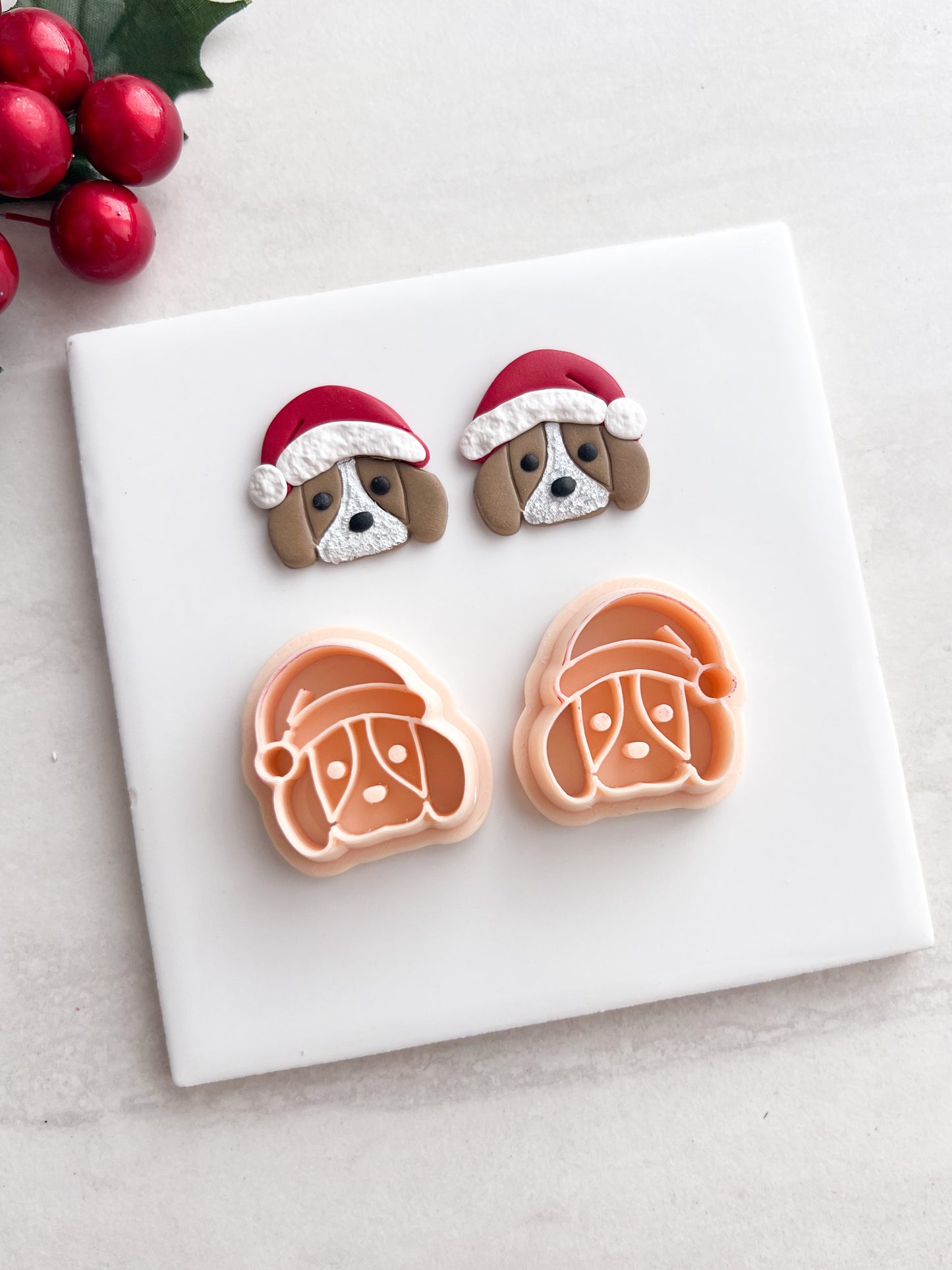 Santa Dog Clay Cutter | Santa Dog Polymer Clay Cutter for DIY Christmas Earrings Cute Jewelry and Handmade Holiday Accessories
