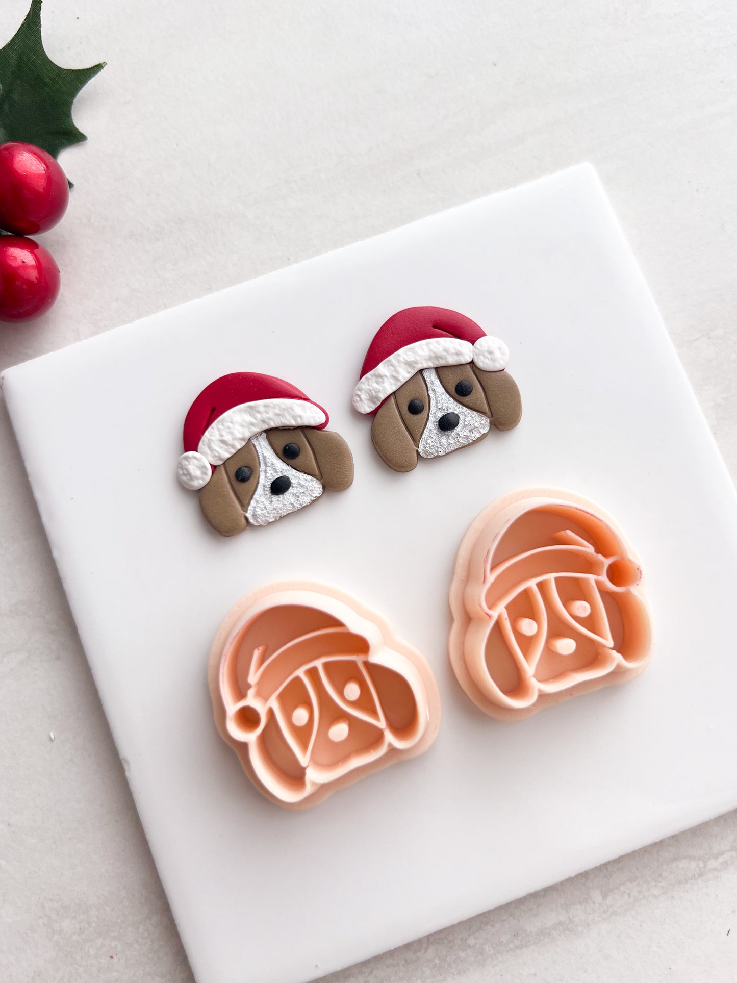 Santa Dog Clay Cutter | Santa Dog Polymer Clay Cutter for DIY Christmas Earrings Cute Jewelry and Handmade Holiday Accessories