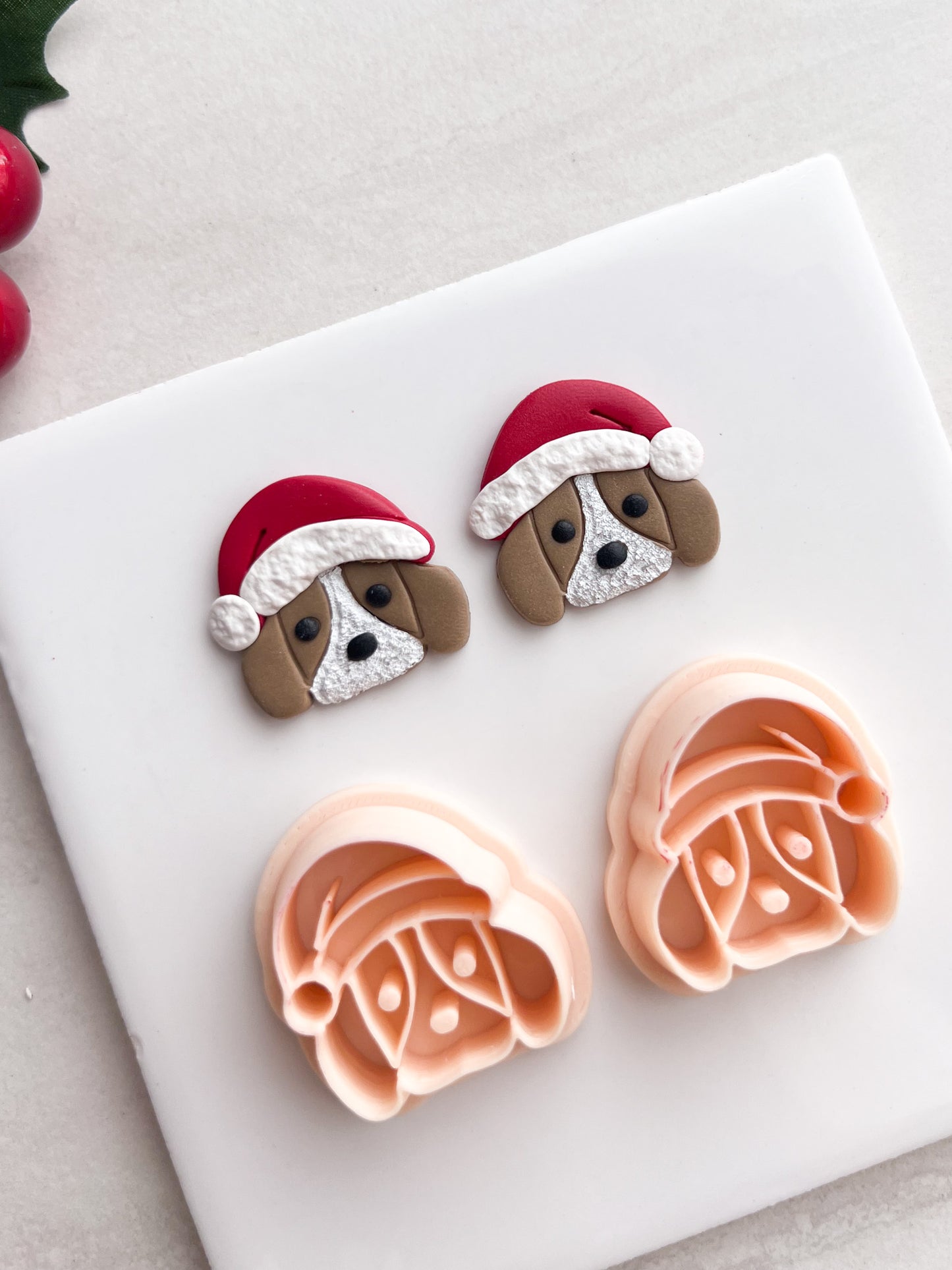 Santa Dog Clay Cutter | Santa Dog Polymer Clay Cutter for DIY Christmas Earrings Cute Jewelry and Handmade Holiday Accessories