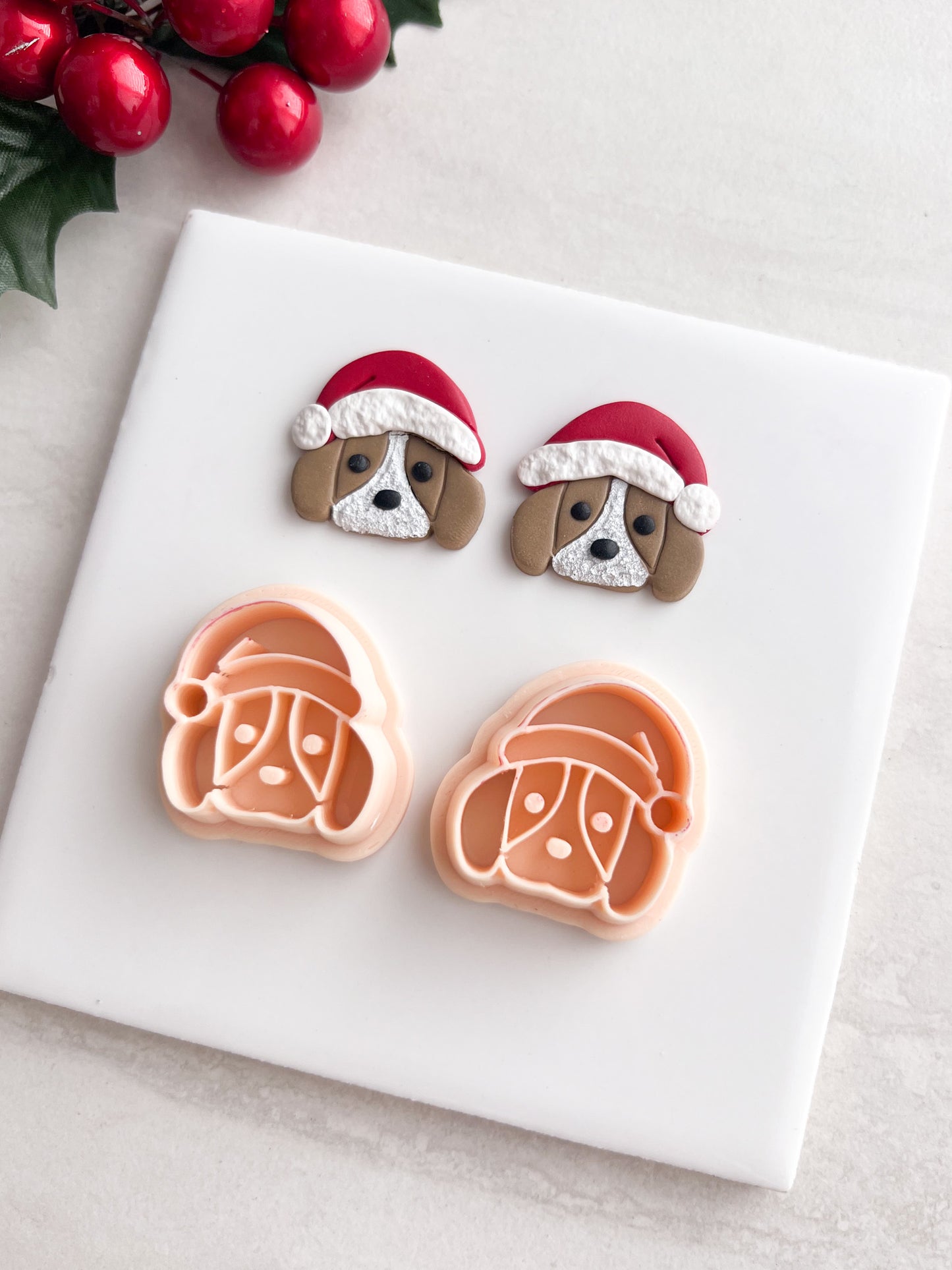 Santa Dog Clay Cutter | Santa Dog Polymer Clay Cutter for DIY Christmas Earrings Cute Jewelry and Handmade Holiday Accessories