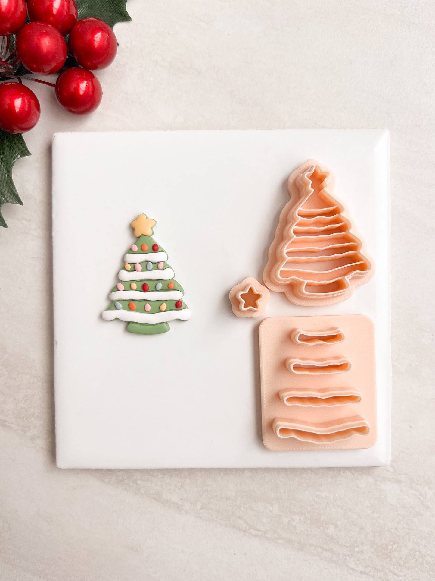 Ceramic Tree Clay Cutter | Ceramic Tree Polymer Clay Cutter for DIY Holiday Earrings Christmas-Themed Jewelry and Handmade Festive Accessories
