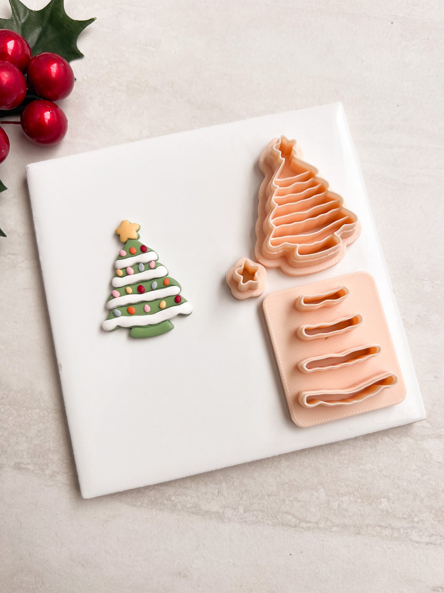 Ceramic Tree Clay Cutter | Ceramic Tree Polymer Clay Cutter for DIY Holiday Earrings Christmas-Themed Jewelry and Handmade Festive Accessories