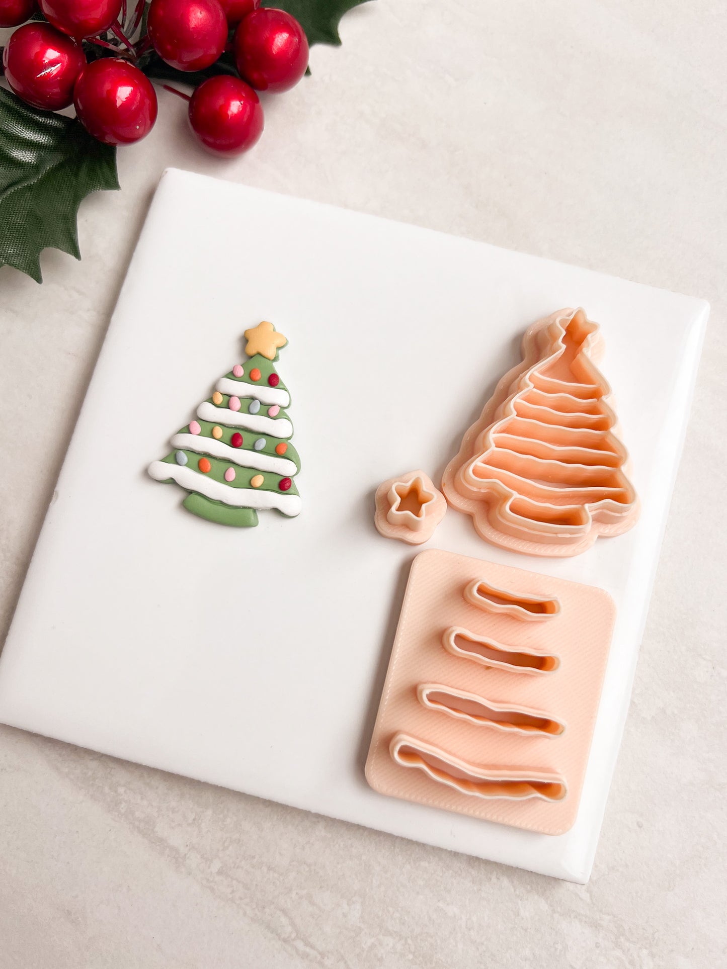 Ceramic Tree Clay Cutter | Ceramic Tree Polymer Clay Cutter for DIY Holiday Earrings Christmas-Themed Jewelry and Handmade Festive Accessories
