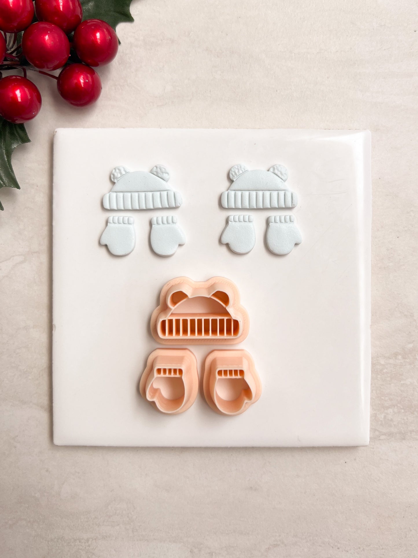 Beanie and Mitten Set Clay Cutter | Beanie and Mitten Set Polymer Clay Cutter for DIY Winter Earrings Cozy-Themed Jewelry and Handmade Seasonal Accessories