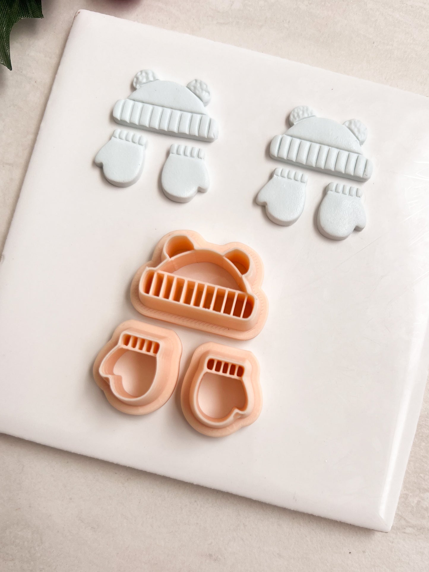 Beanie and Mitten Set Clay Cutter | Beanie and Mitten Set Polymer Clay Cutter for DIY Winter Earrings Cozy-Themed Jewelry and Handmade Seasonal Accessories