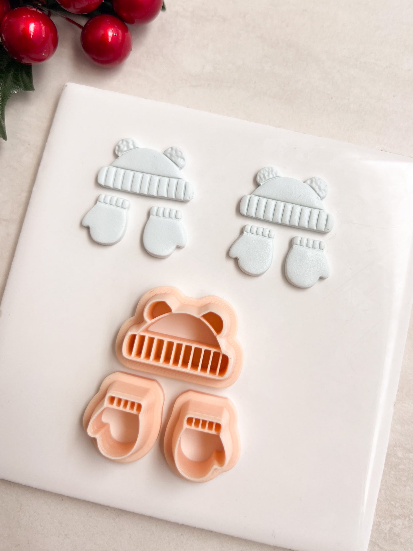Beanie and Mitten Set Clay Cutter | Beanie and Mitten Set Polymer Clay Cutter for DIY Winter Earrings Cozy-Themed Jewelry and Handmade Seasonal Accessories