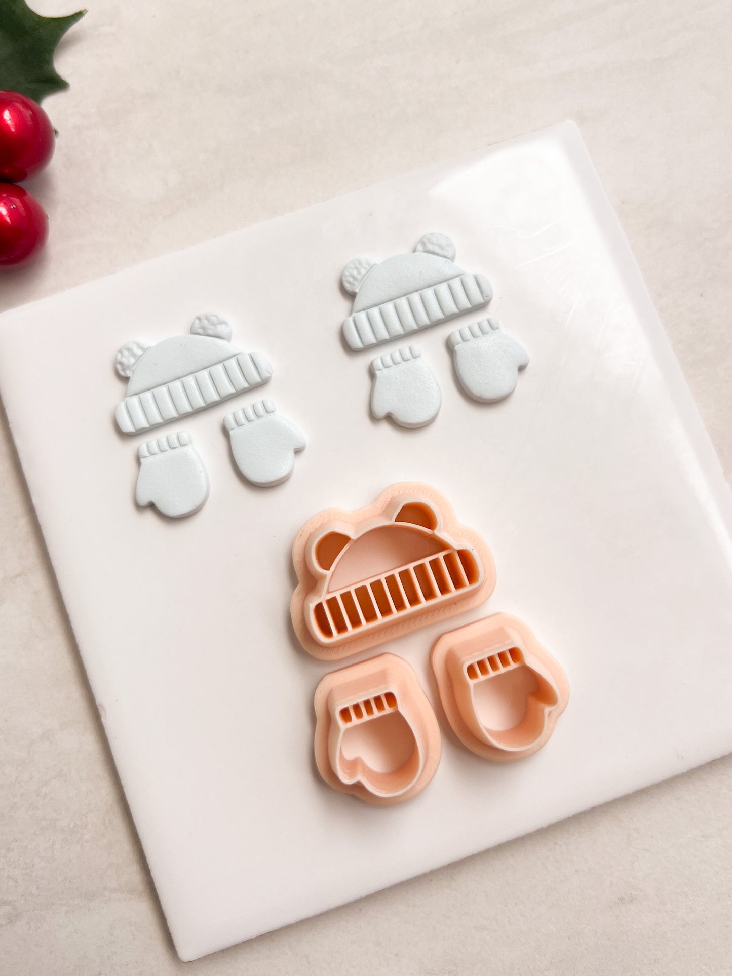 Beanie and Mitten Set Clay Cutter | Beanie and Mitten Set Polymer Clay Cutter for DIY Winter Earrings Cozy-Themed Jewelry and Handmade Seasonal Accessories