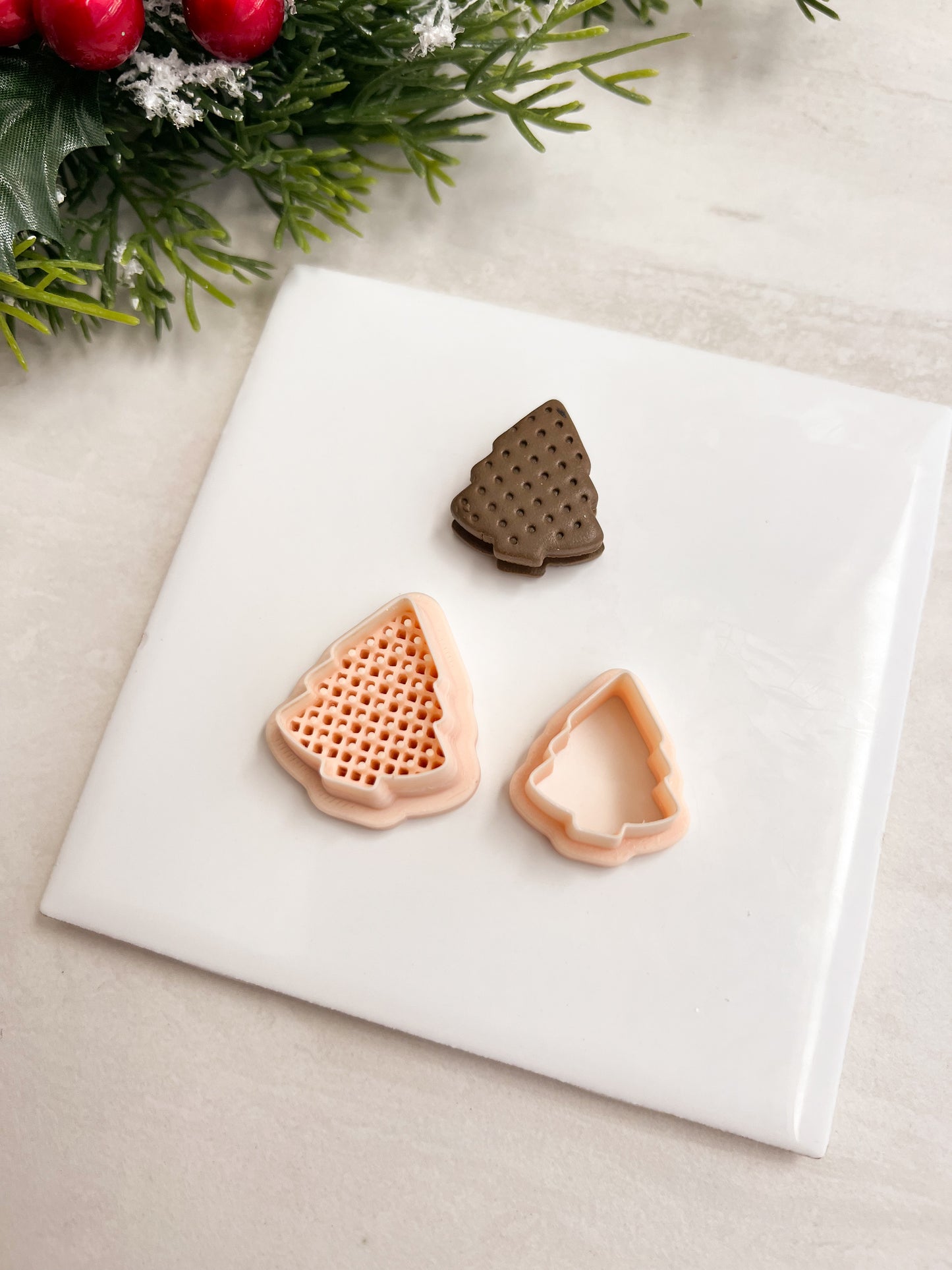 Ice Cream Sandwich Tree Clay Cutter | Ice Cream Sandwich Tree Polymer Clay Cutter for DIY Dessert Earrings Fun Jewelry and Handmade Christmas Accessories