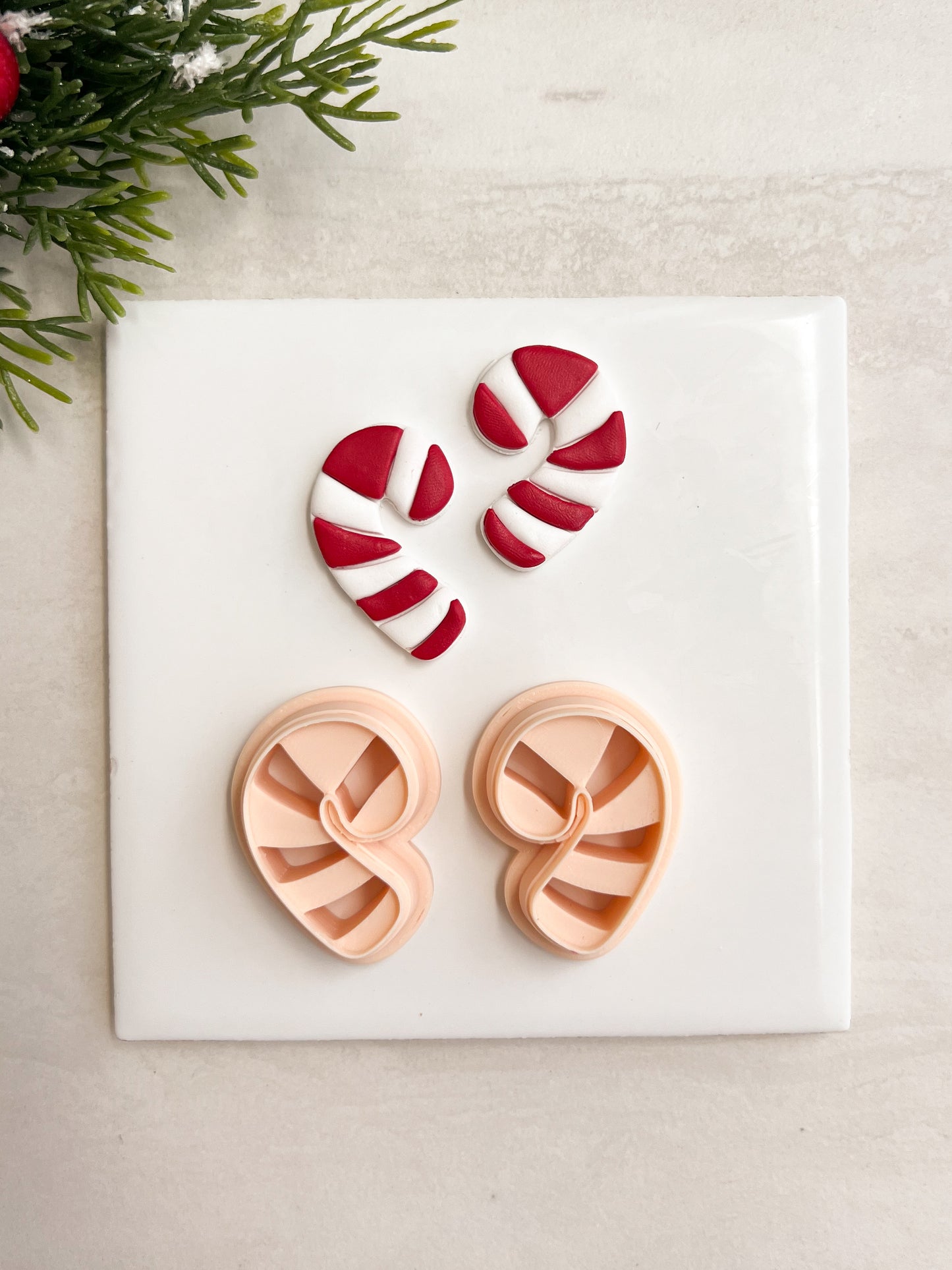 Candy Cane No. 4 Clay Cutter | Candy Cane No. 4 Polymer Clay Cutter for DIY Holiday Earrings Sweet-Themed Jewelry and Handmade Festive Accessories