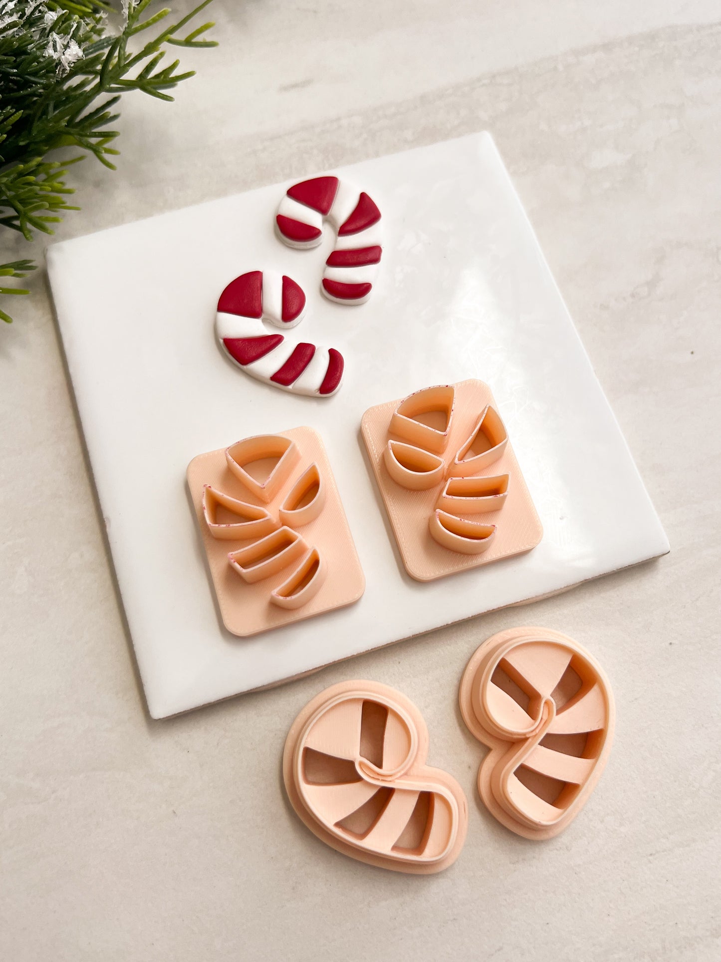 Candy Cane No. 4 Clay Cutter | Candy Cane No. 4 Polymer Clay Cutter for DIY Holiday Earrings Sweet-Themed Jewelry and Handmade Festive Accessories