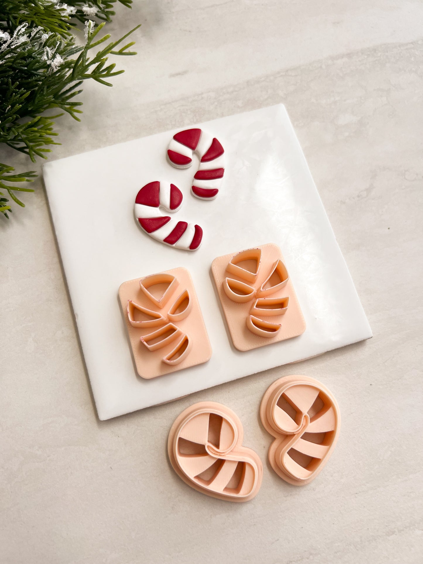 Candy Cane No. 4 Clay Cutter | Candy Cane No. 4 Polymer Clay Cutter for DIY Holiday Earrings Sweet-Themed Jewelry and Handmade Festive Accessories