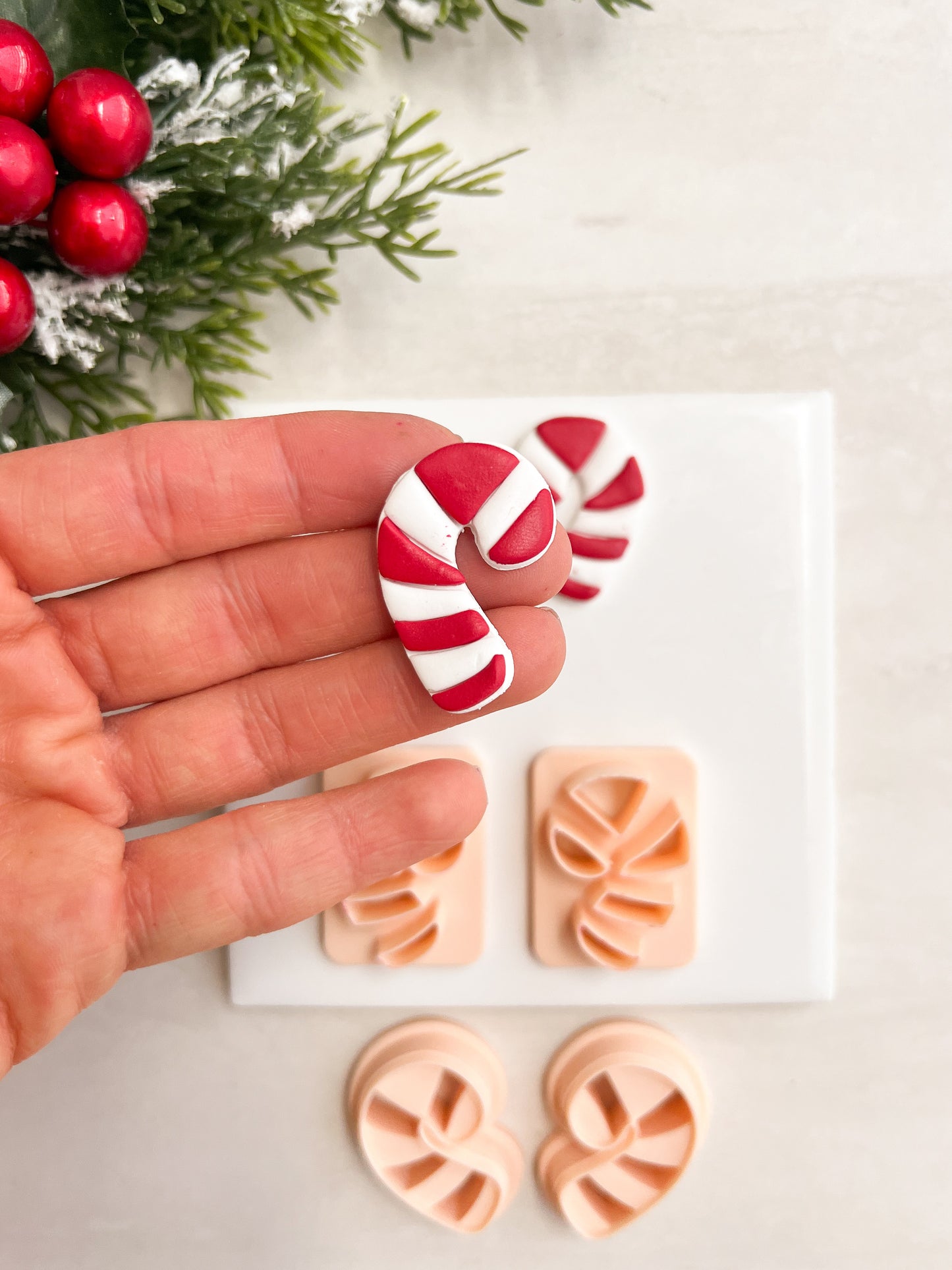 Candy Cane No. 4 Clay Cutter | Candy Cane No. 4 Polymer Clay Cutter for DIY Holiday Earrings Sweet-Themed Jewelry and Handmade Festive Accessories