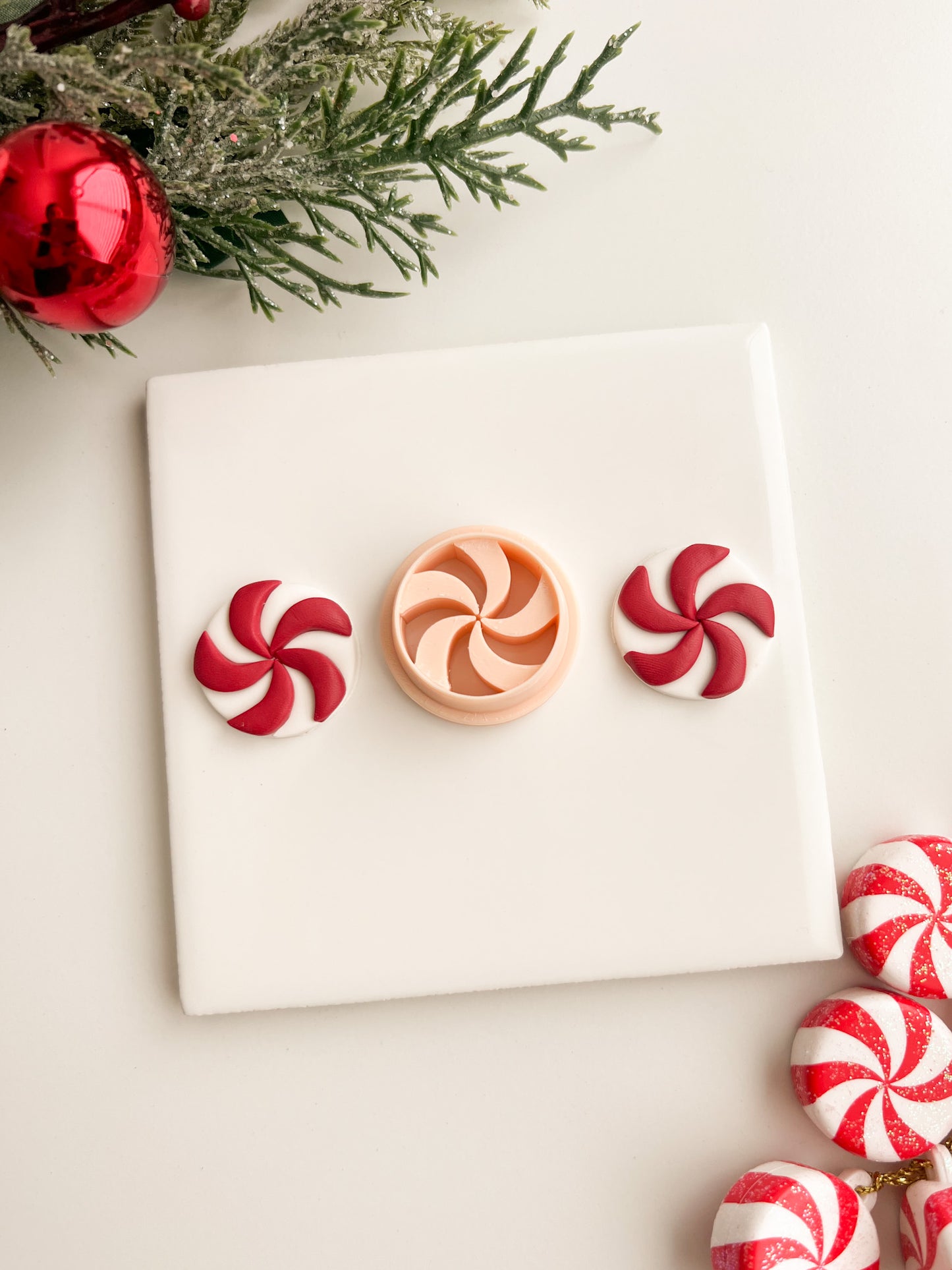 Peppermint No. 2 Clay Cutter | Peppermint No. 2 Polymer Clay Cutter for DIY Winter Earrings Festive Jewelry and Handmade Christmas Accessories