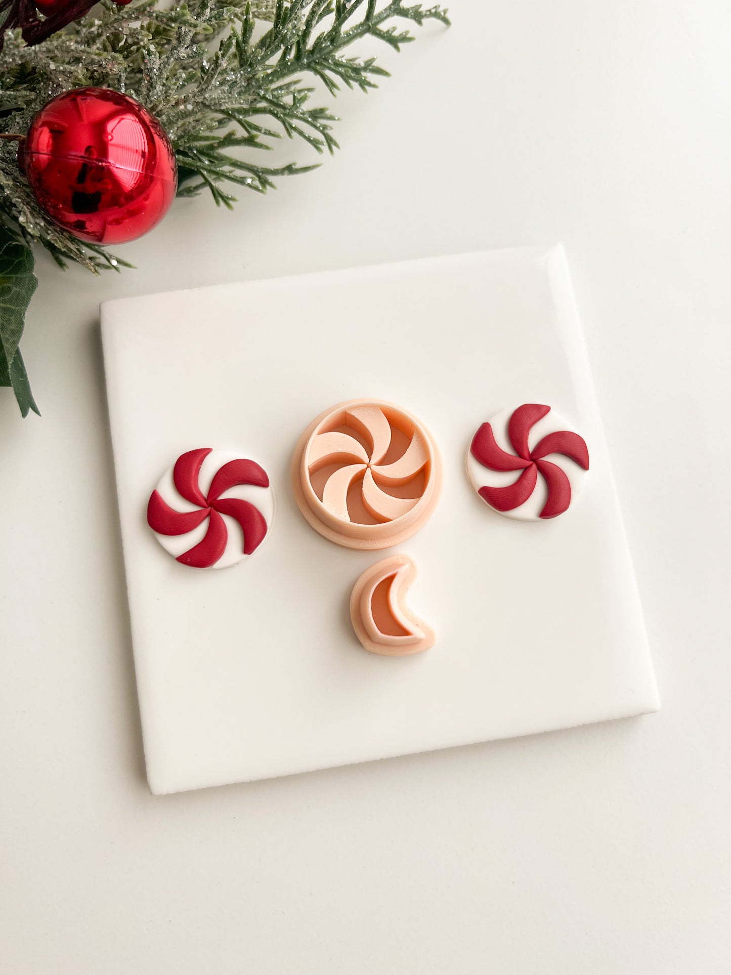 Peppermint No. 2 Clay Cutter | Peppermint No. 2 Polymer Clay Cutter for DIY Winter Earrings Festive Jewelry and Handmade Christmas Accessories