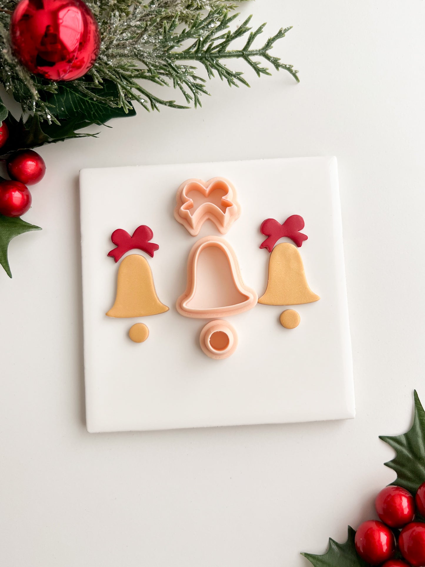 Christmas Bell Set Clay Cutter | Christmas Bell Set Polymer Clay Cutter for DIY Holiday Earrings Festive Jewelry and Handmade Winter Accessories