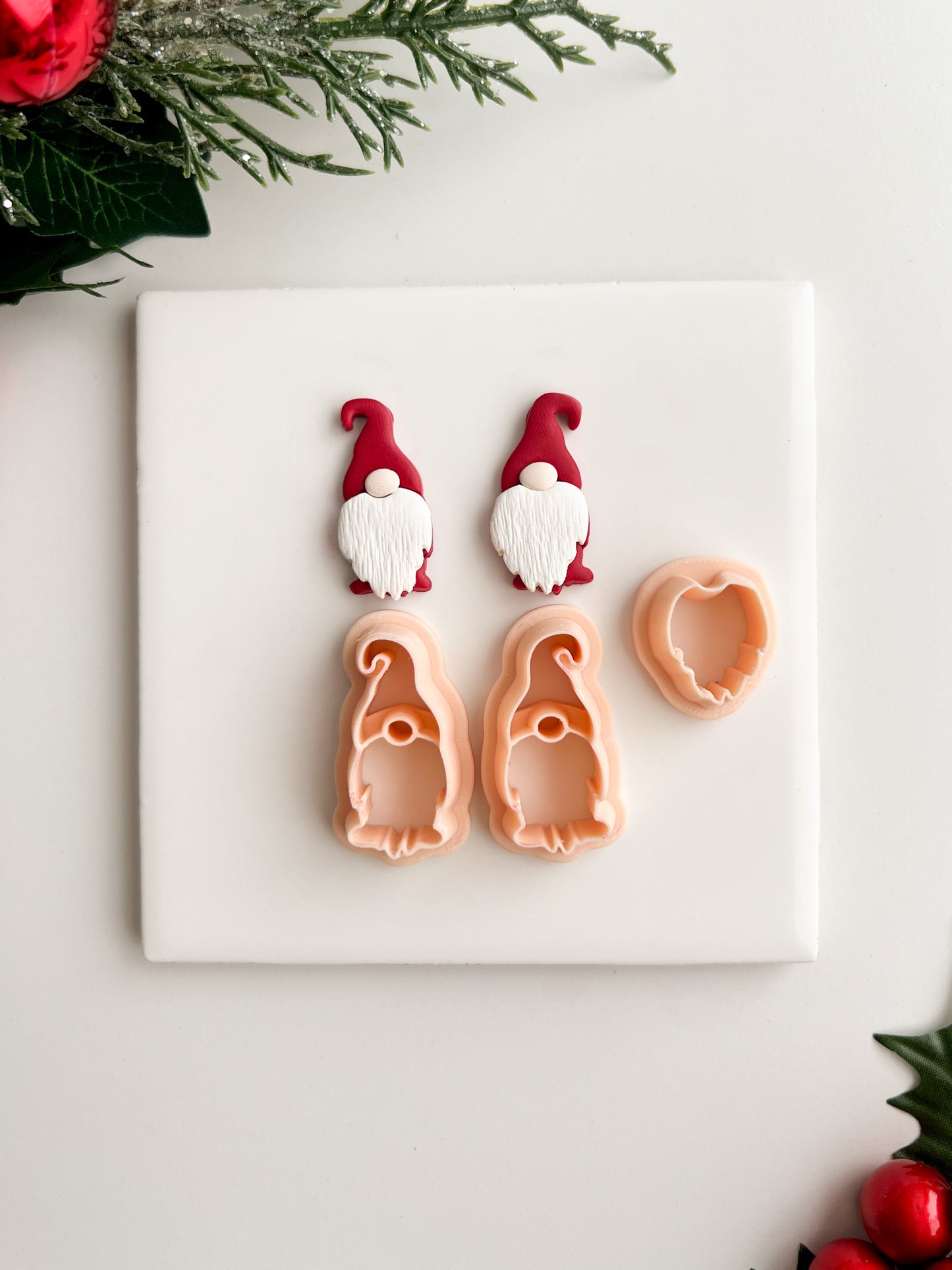 Gnome No. 2 Clay Cutter | Gnome No. 2 Polymer Clay Cutter for DIY Winter Earrings Festive Jewelry and Handmade Christmas Accessories