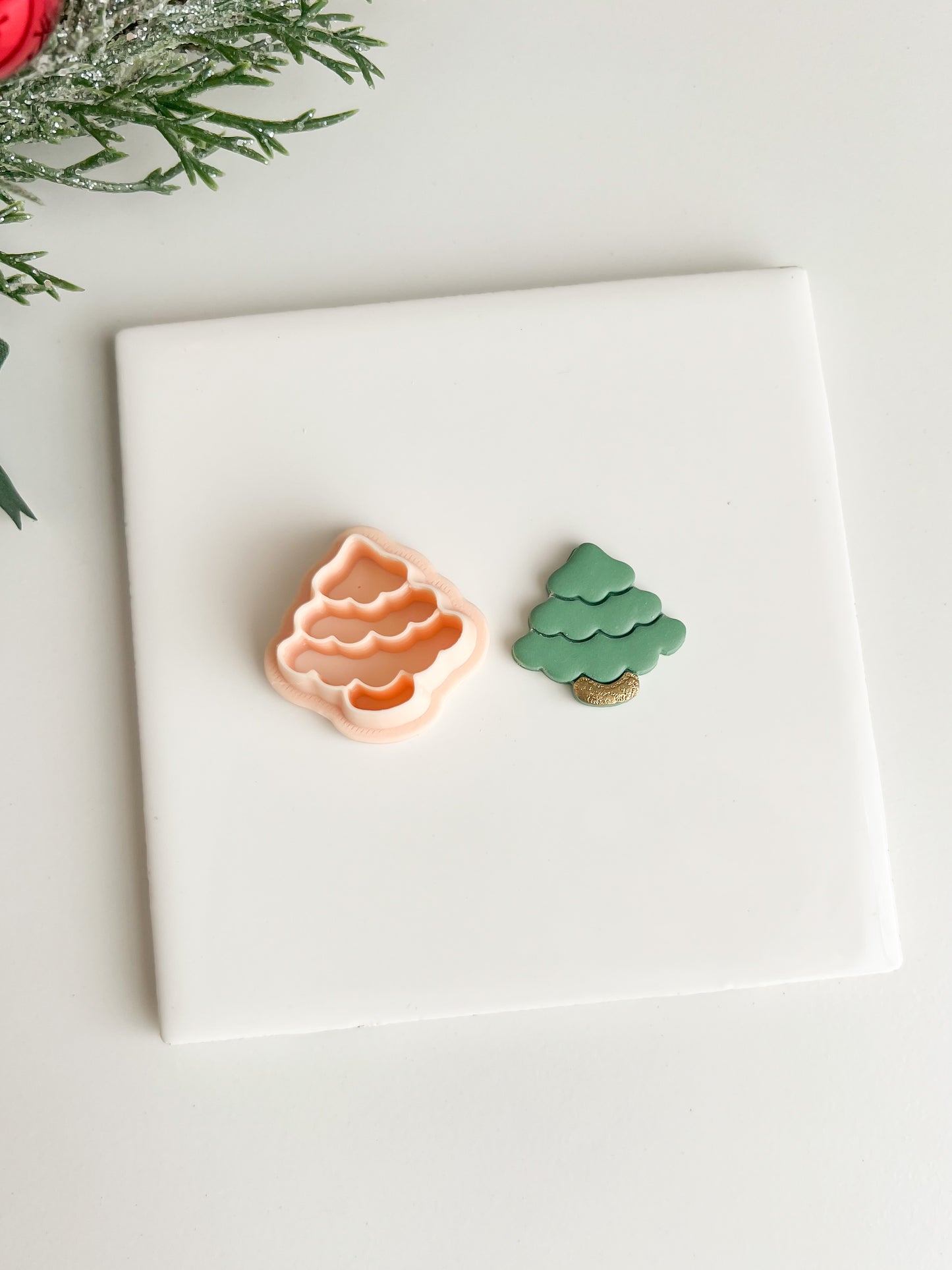 Wavy Rounded Tree Clay Cutter | Wavy Rounded Tree Polymer Clay Cutter for DIY Festive Earrings Christmas Jewelry and Handmade Holiday Accessories