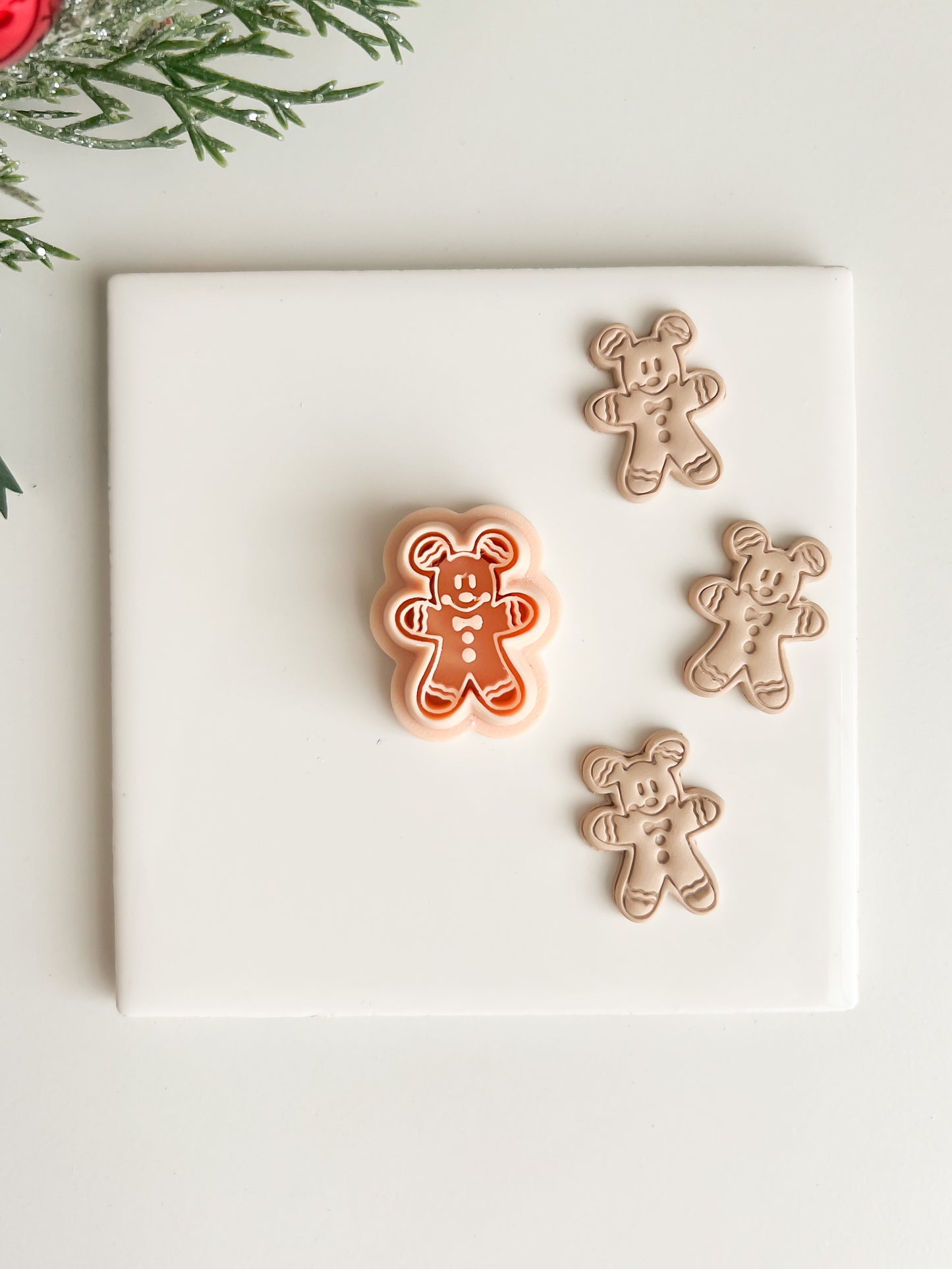 Mickey Gingerbread Man Clay Cutter | Mickey Gingerbread Man Polymer Clay Cutter for DIY Christmas Earrings Baking-Themed Jewelry and Handmade Holiday Accessories