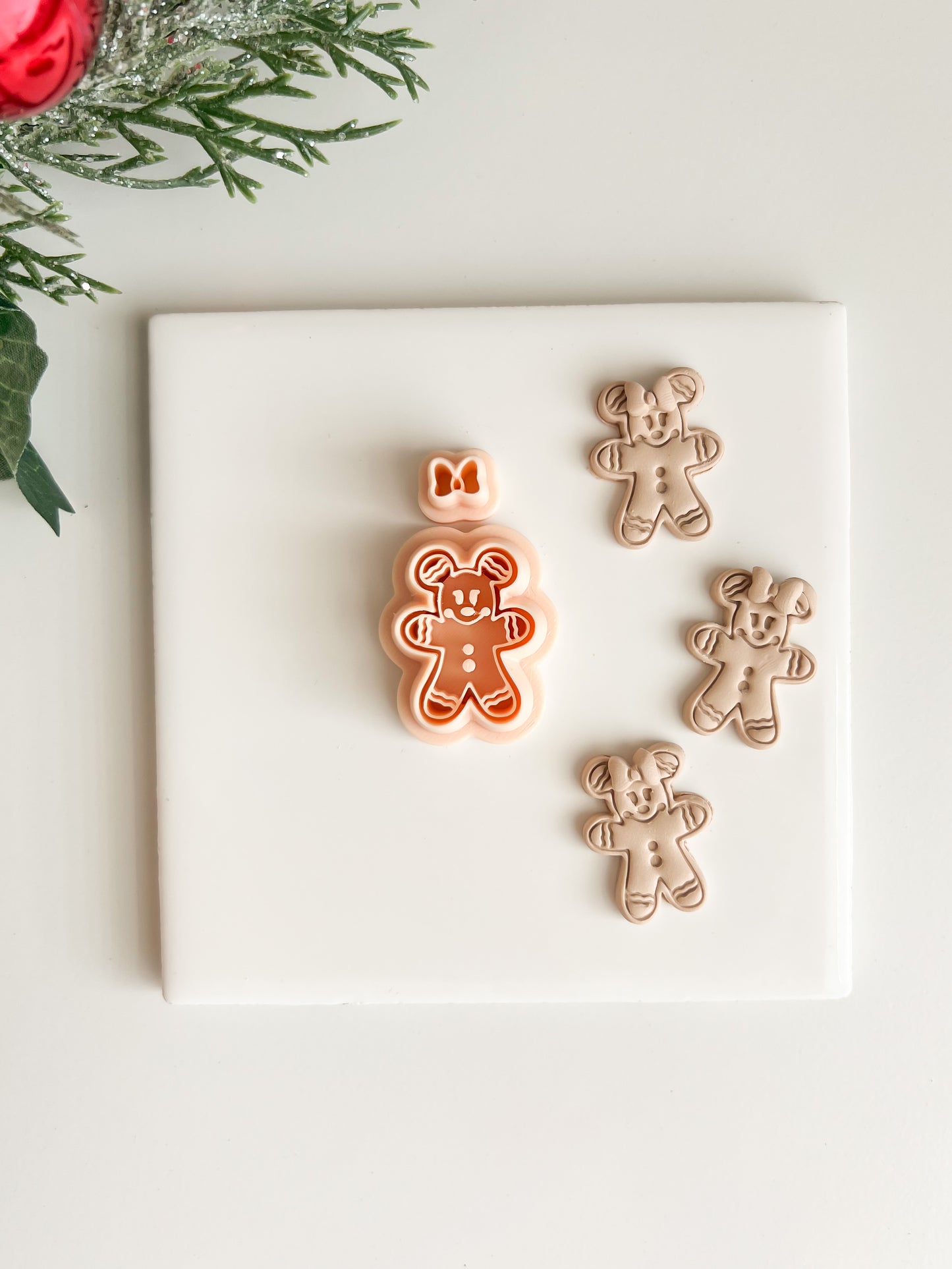 Minnie Mouse Gingerbread Clay Cutter | Minnie Mouse Gingerbread Polymer Clay Cutter for DIY Holiday Earrings Disney Jewelry and Handmade Christmas Accessories
