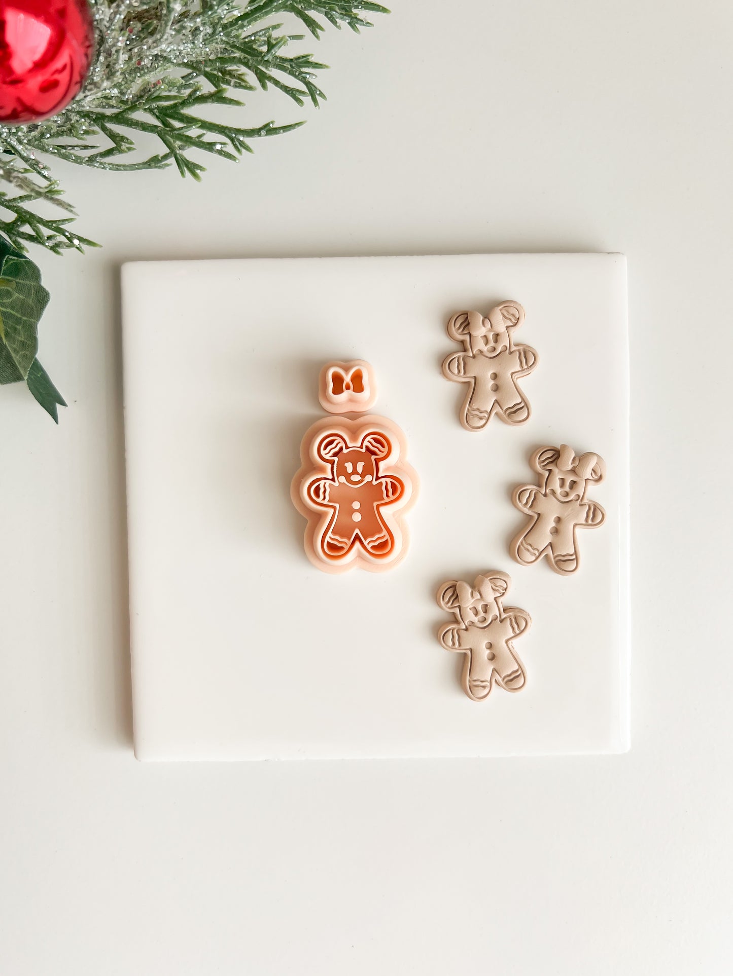 Minnie Mouse Gingerbread Clay Cutter | Minnie Mouse Gingerbread Polymer Clay Cutter for DIY Holiday Earrings Disney Jewelry and Handmade Christmas Accessories