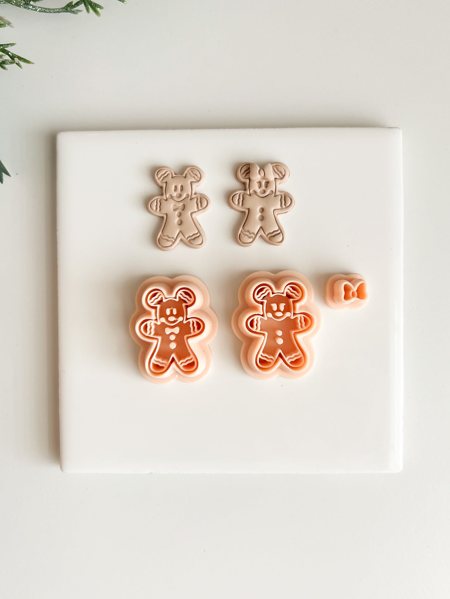 Gingerbread Mickey Mouse Cookie Clay Cutter | Gingerbread Mickey Mouse Polymer Clay Cutter for DIY Christmas Earrings Cute Jewelry and Handmade Holiday Accessories