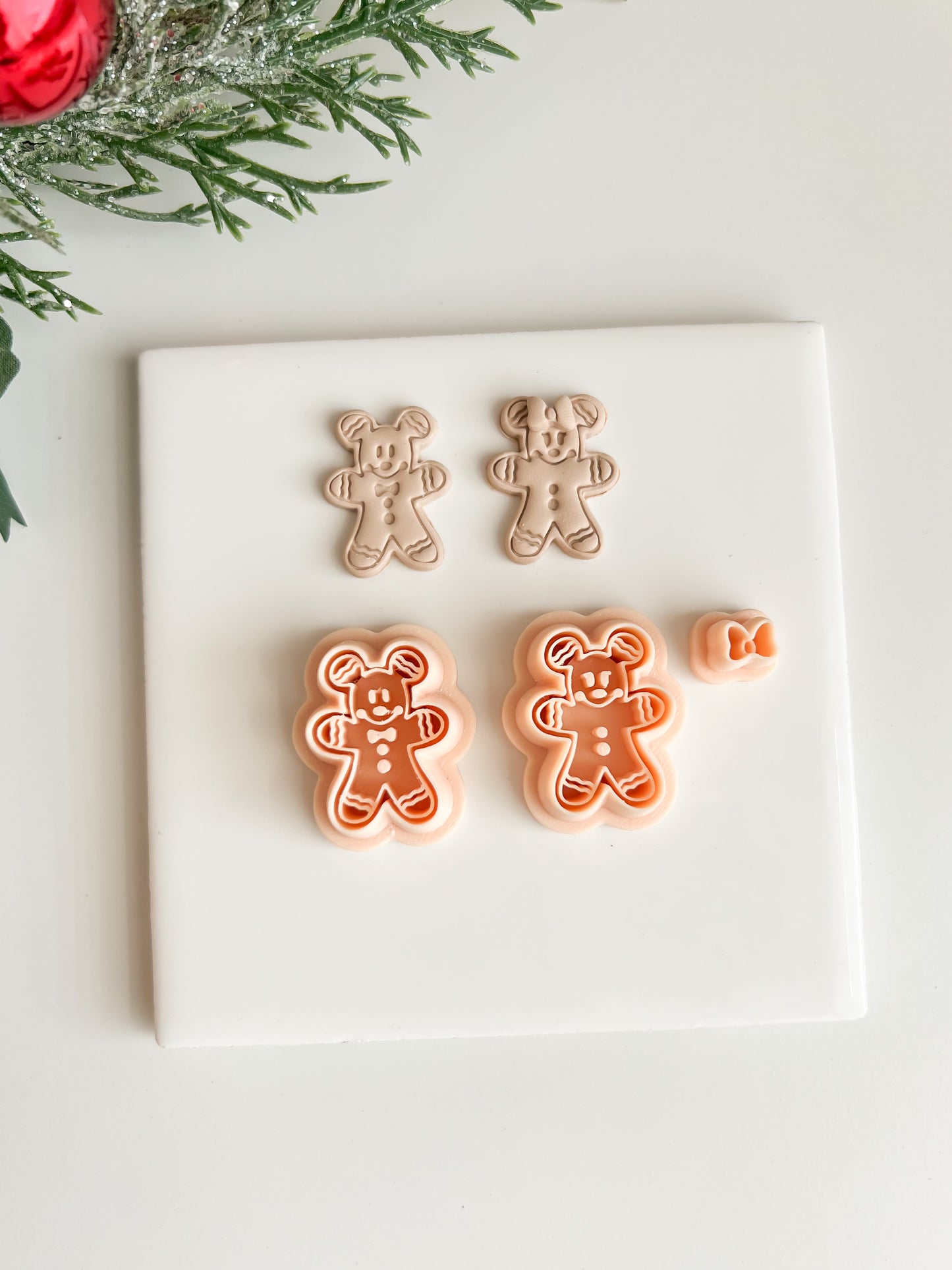 Gingerbread Mickey Mouse Cookie Clay Cutter | Gingerbread Mickey Mouse Polymer Clay Cutter for DIY Christmas Earrings Cute Jewelry and Handmade Holiday Accessories