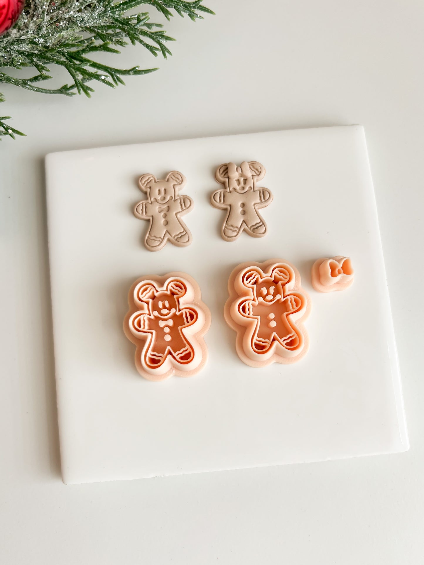 Gingerbread Mickey Mouse Cookie Clay Cutter | Gingerbread Mickey Mouse Polymer Clay Cutter for DIY Christmas Earrings Cute Jewelry and Handmade Holiday Accessories