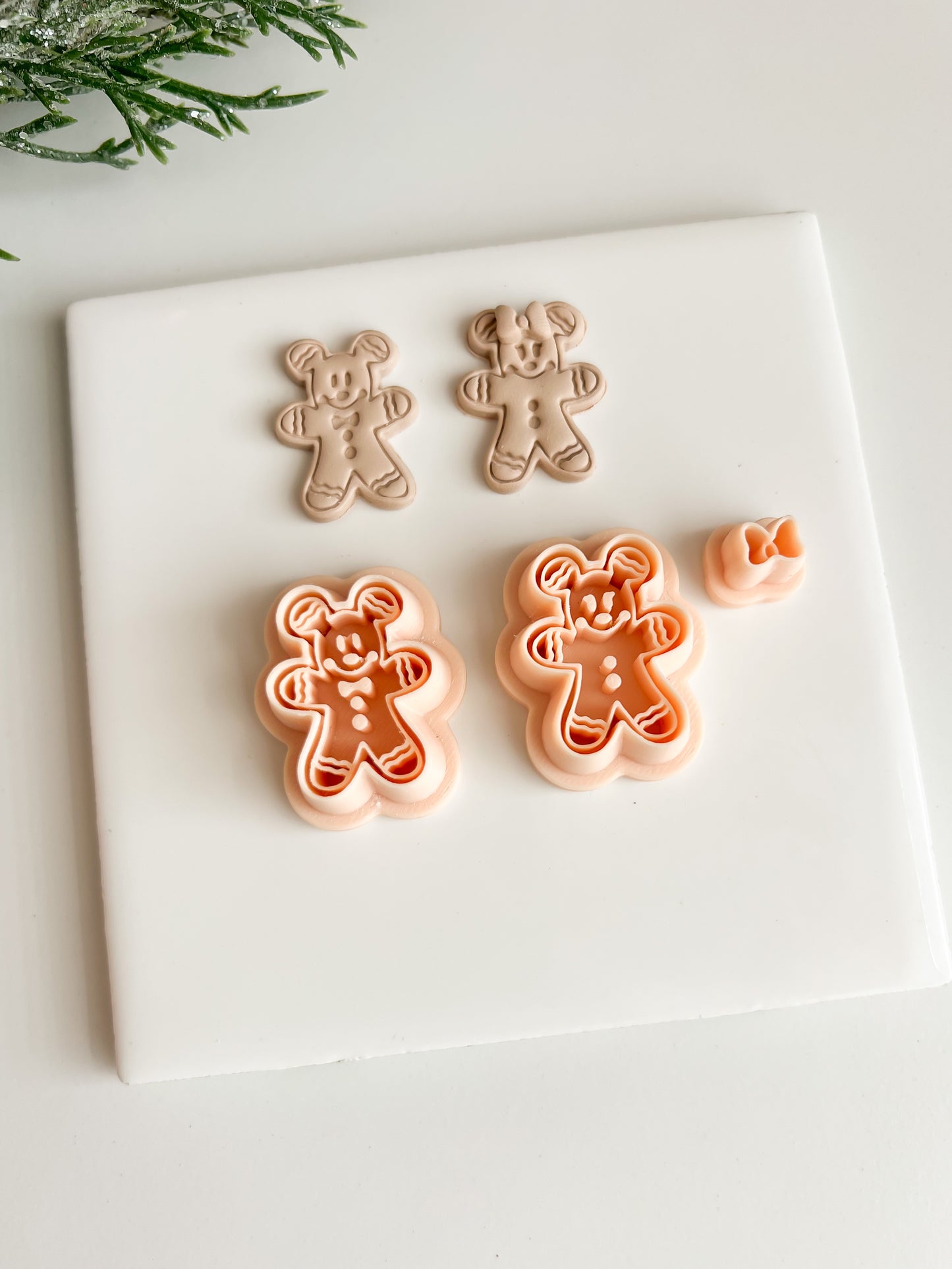 Gingerbread Mickey Mouse Cookie Clay Cutter | Gingerbread Mickey Mouse Polymer Clay Cutter for DIY Christmas Earrings Cute Jewelry and Handmade Holiday Accessories