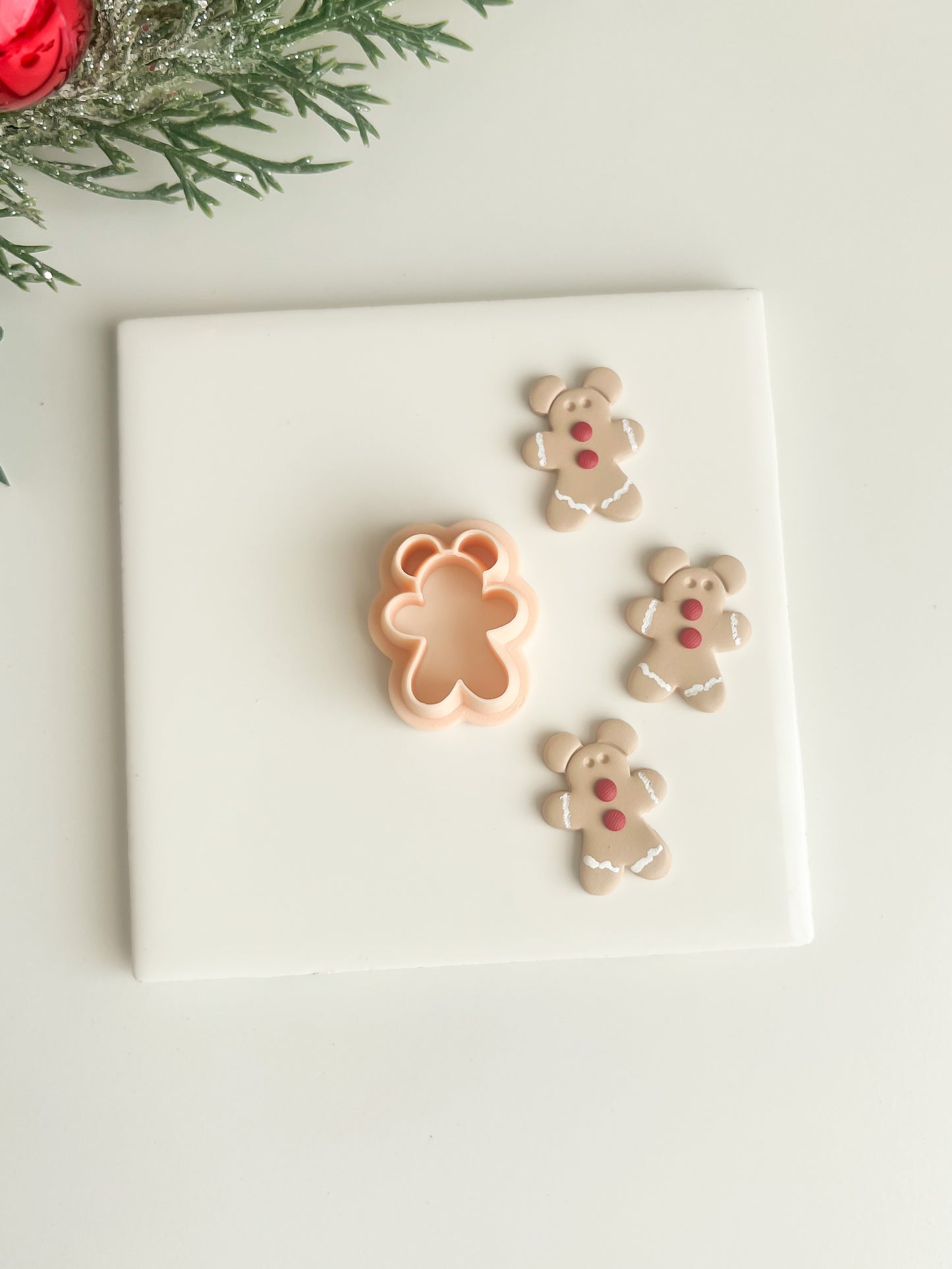 Outline Gingerbread Mickey Mouse Outline Cookie Clay Cutter | Gingerbread Mickey Mouse Polymer Clay Cutter for DIY Holiday Earrings Disney-Themed Jewelry and Handmade Baking Accessories