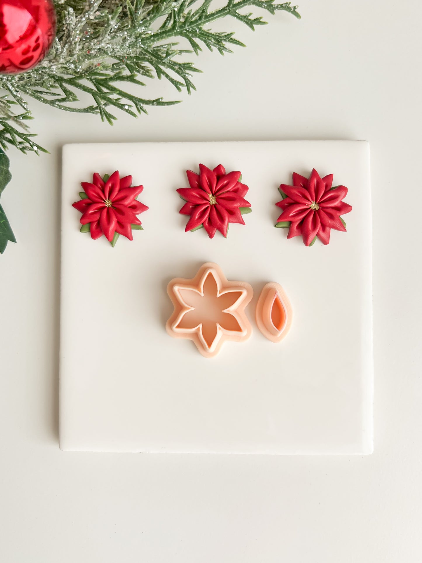 Poinsettia No. 3 Clay Cutter | Poinsettia No. 3 Polymer Clay Cutter for DIY Holiday Earrings Botanical Jewelry and Handmade Christmas Accessories