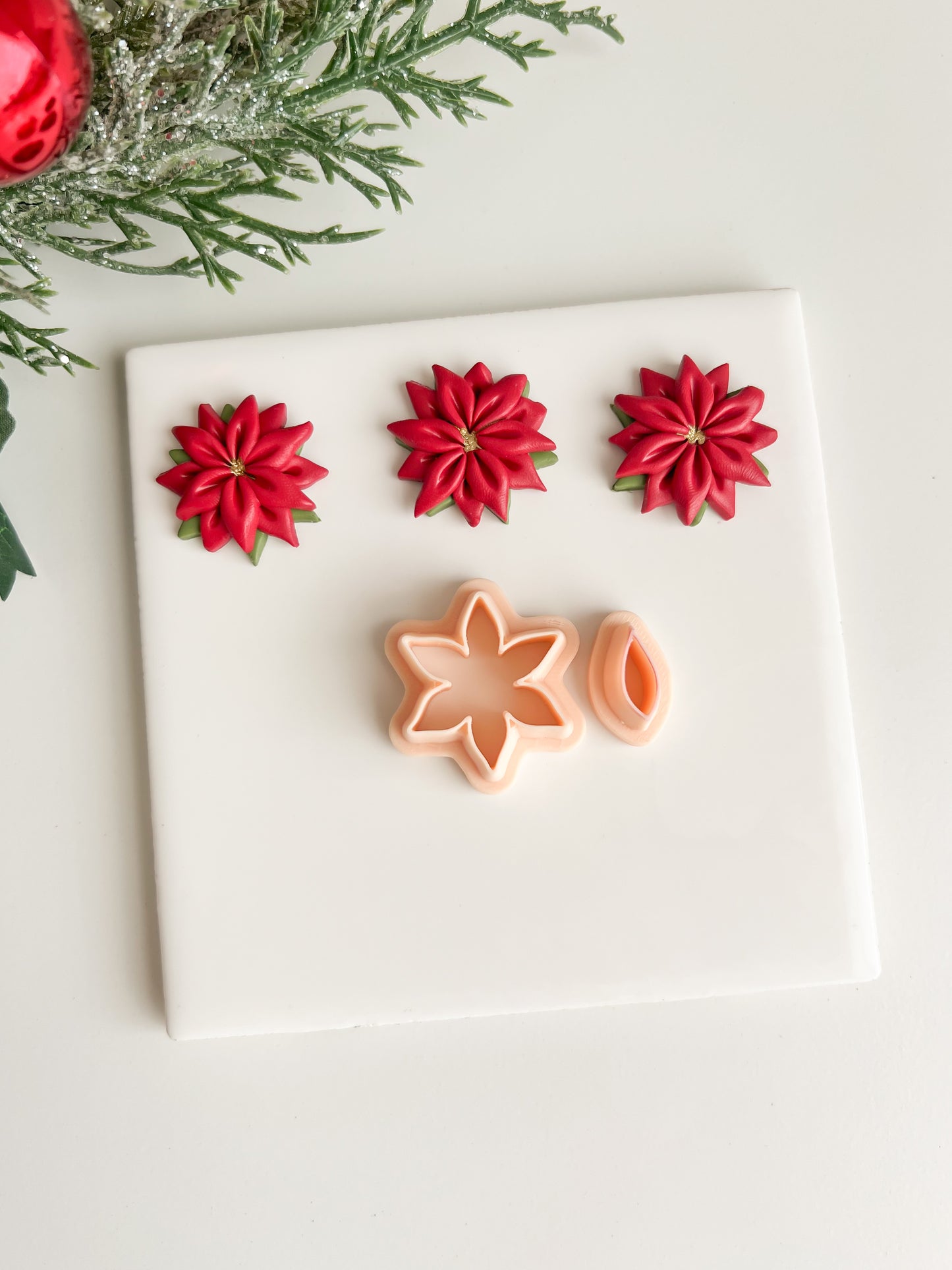 Poinsettia No. 3 Clay Cutter | Poinsettia No. 3 Polymer Clay Cutter for DIY Holiday Earrings Botanical Jewelry and Handmade Christmas Accessories