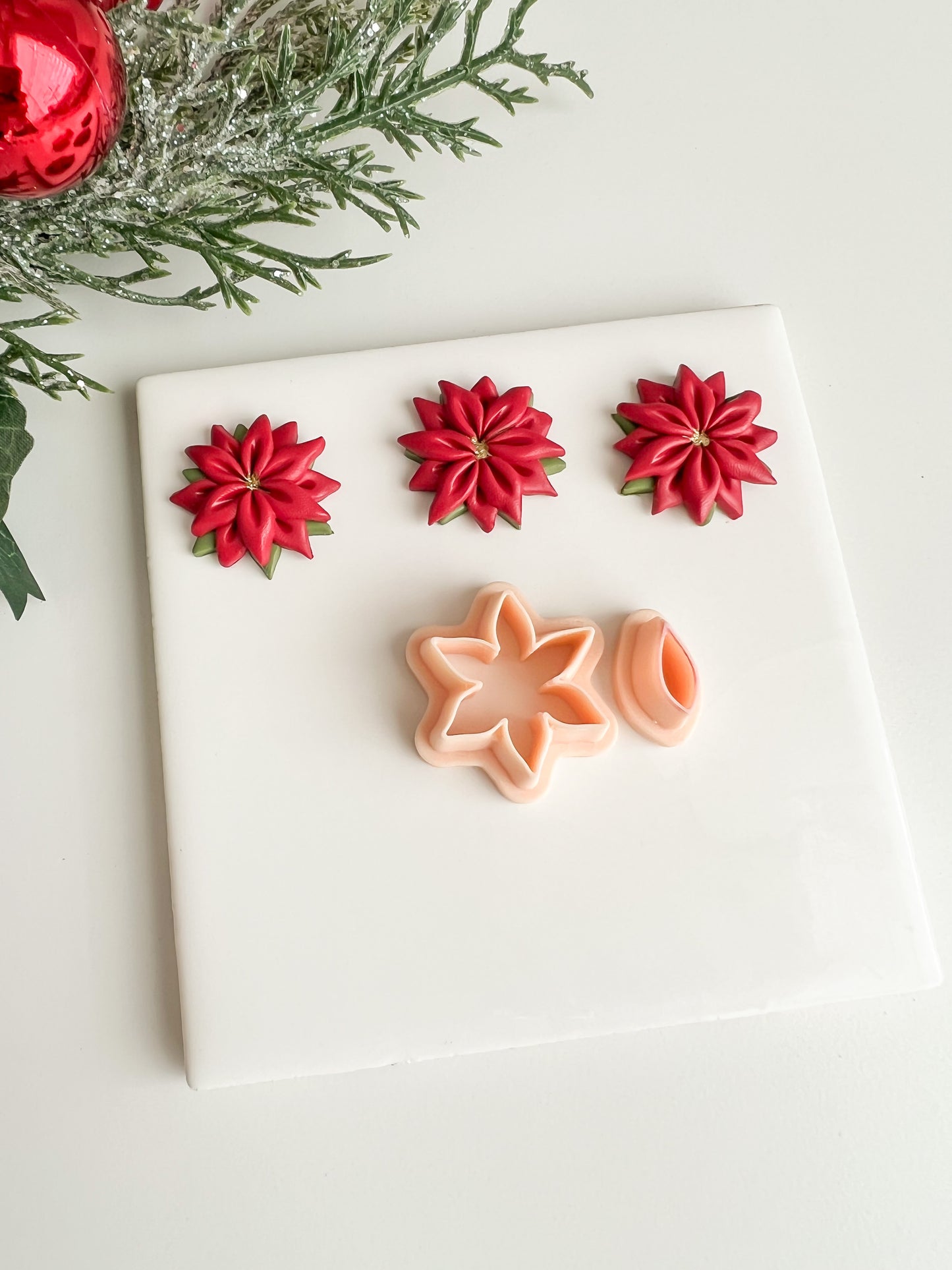Poinsettia No. 3 Clay Cutter | Poinsettia No. 3 Polymer Clay Cutter for DIY Holiday Earrings Botanical Jewelry and Handmade Christmas Accessories
