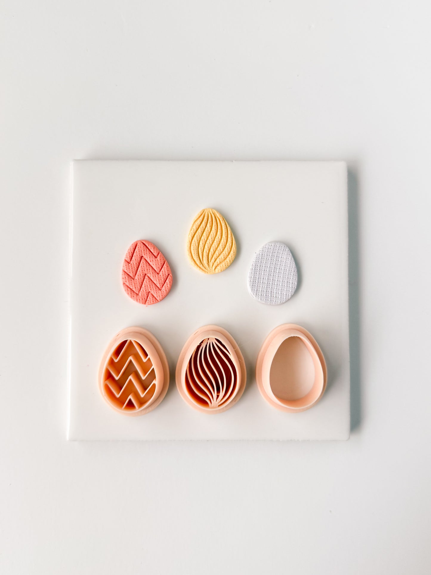 Embossed Egg Trio No. 2 Clay Cutter | Embossed Egg Polymer Clay Cutter Set for DIY Easter Earrings Festive Jewelry and Handmade Spring Accessories