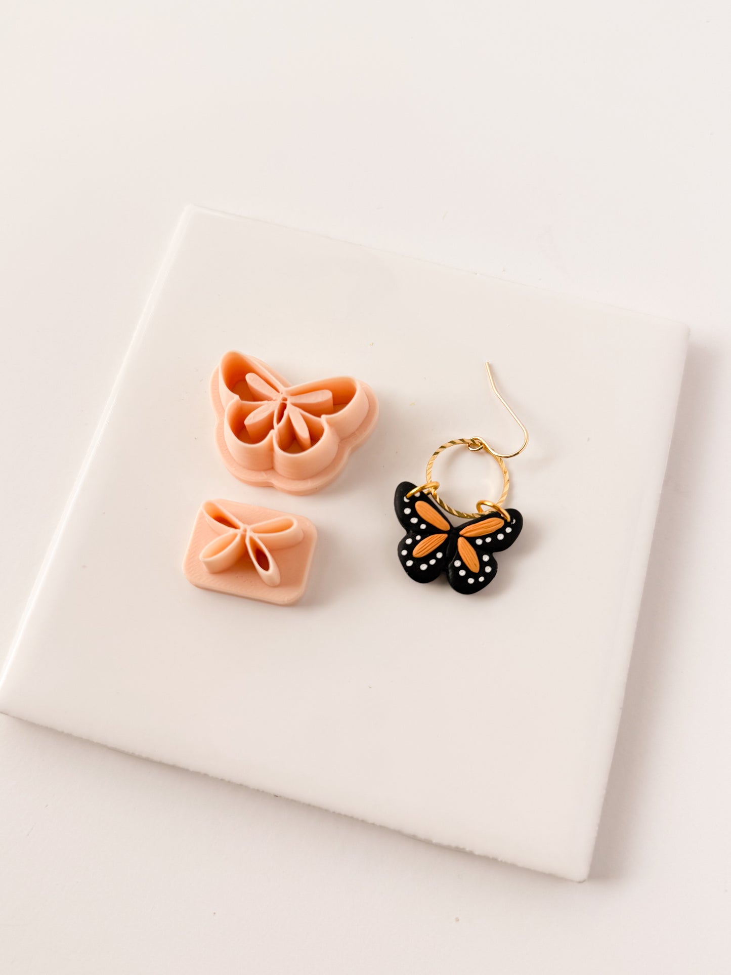 Debossed Butterfly No. 11 Clay Cutter | Debossed Butterfly Polymer Clay Cutter for DIY Floral Earrings Nature-Themed Jewelry and Handmade Accessories