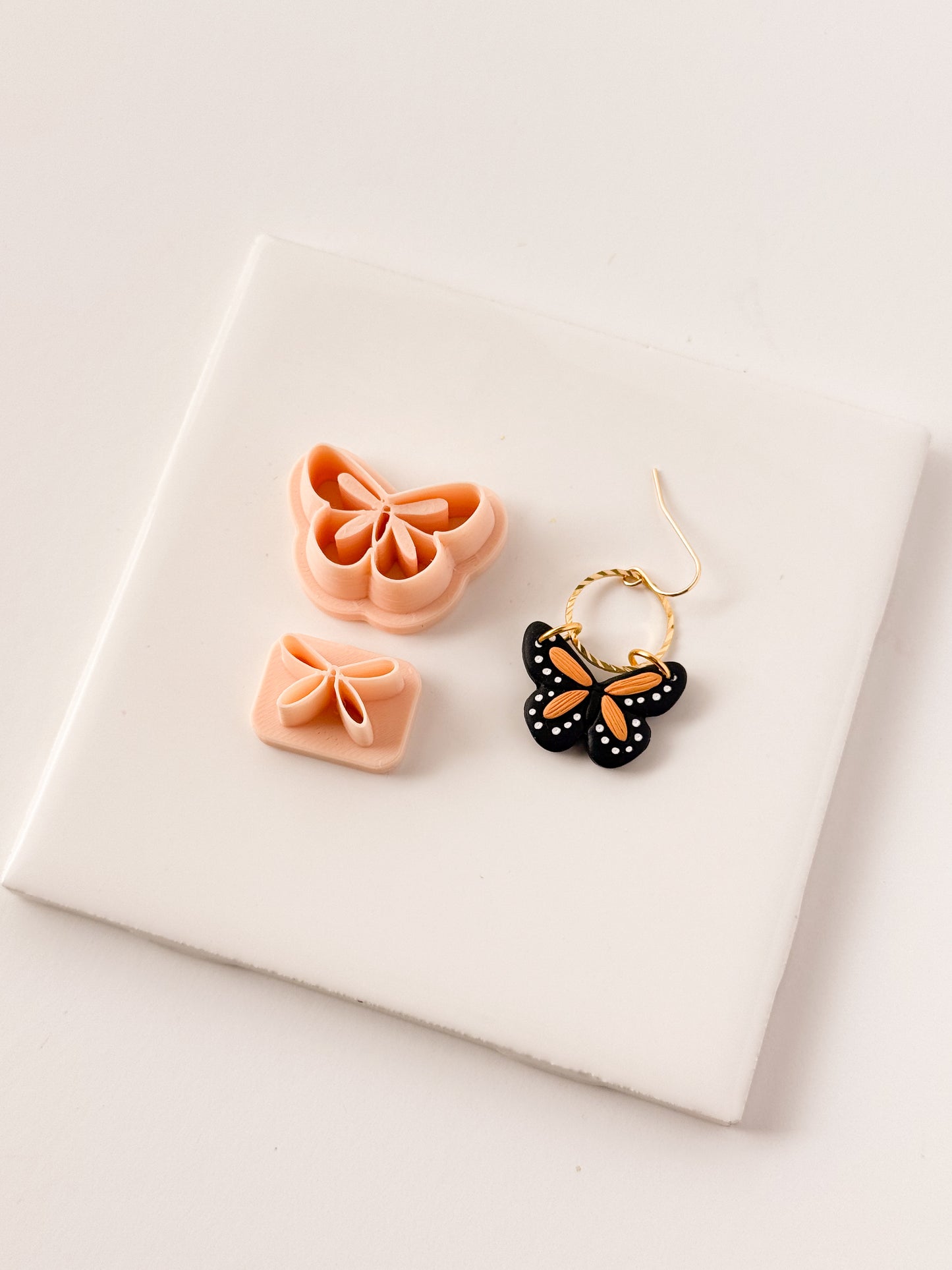 Debossed Butterfly No. 11 Clay Cutter | Debossed Butterfly Polymer Clay Cutter for DIY Floral Earrings Nature-Themed Jewelry and Handmade Accessories
