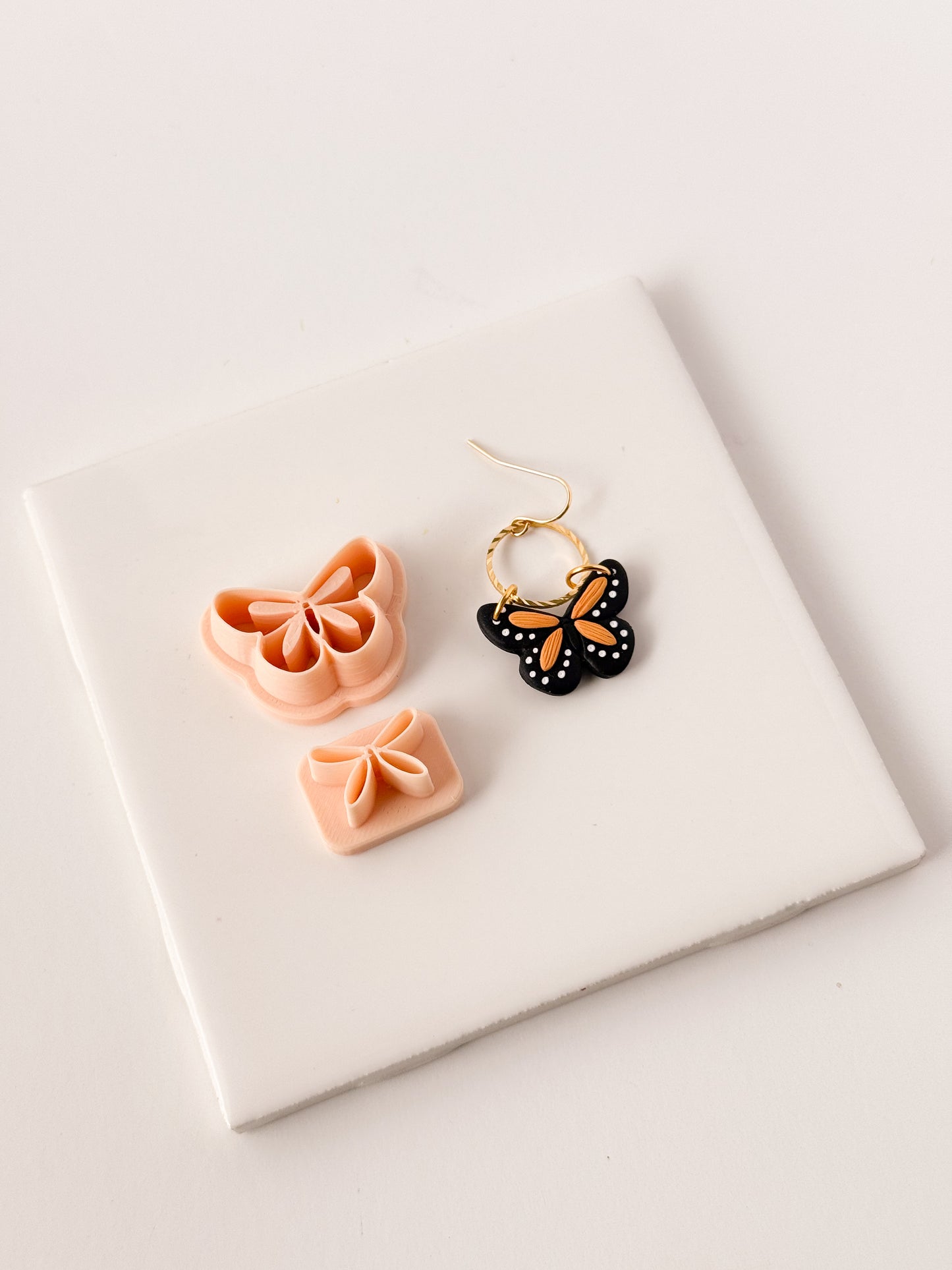 Debossed Butterfly No. 11 Clay Cutter | Debossed Butterfly Polymer Clay Cutter for DIY Floral Earrings Nature-Themed Jewelry and Handmade Accessories