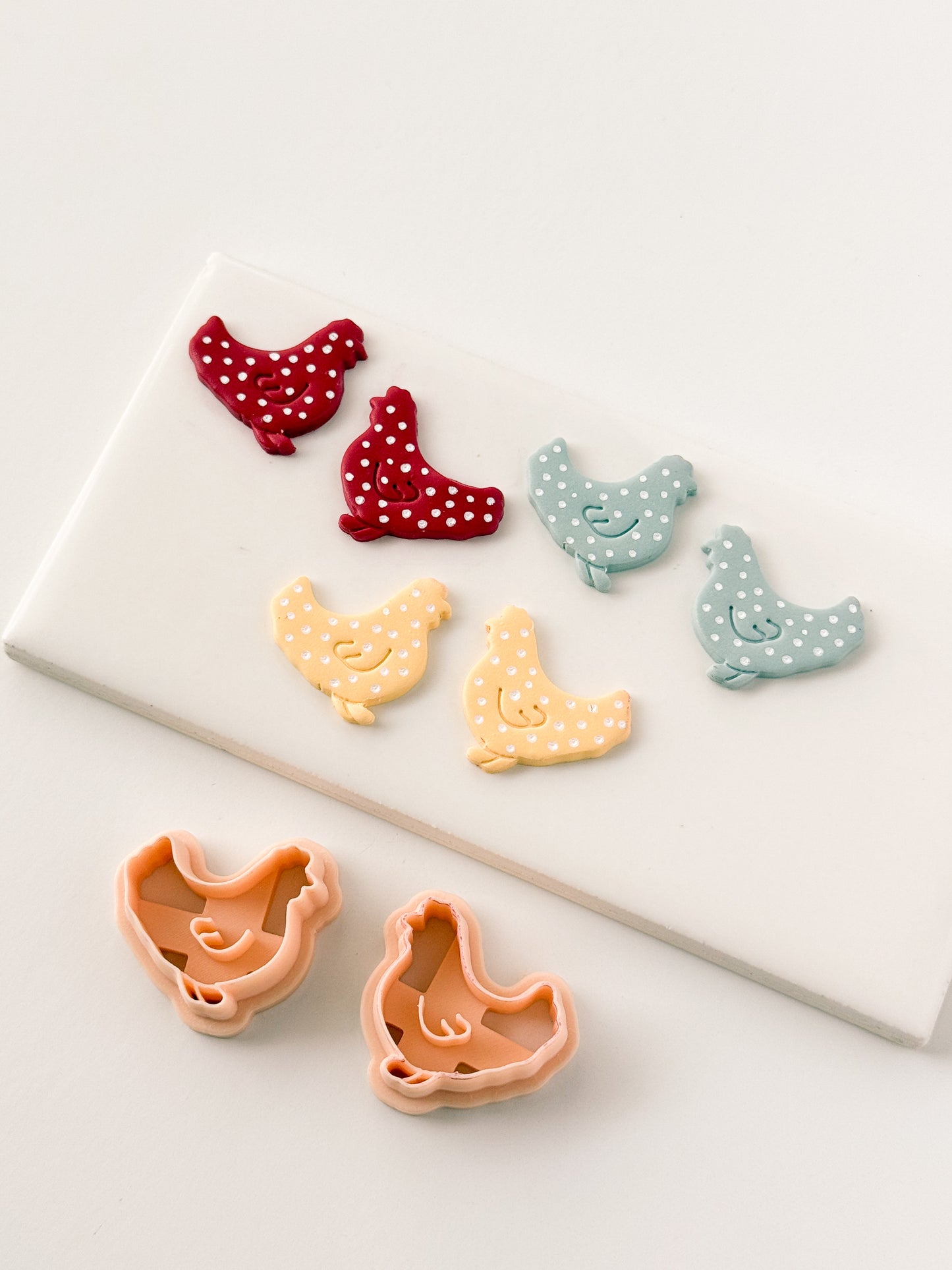 Hen Embossed Cutter No. 2 Clay Cutter | Hen Embossed Polymer Clay Cutter for DIY Farm Earrings Rustic Jewelry and Handmade Chicken-Themed Accessories
