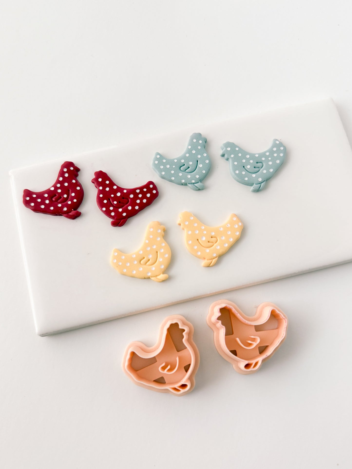 Hen Embossed Cutter No. 2 Clay Cutter | Hen Embossed Polymer Clay Cutter for DIY Farm Earrings Rustic Jewelry and Handmade Chicken-Themed Accessories