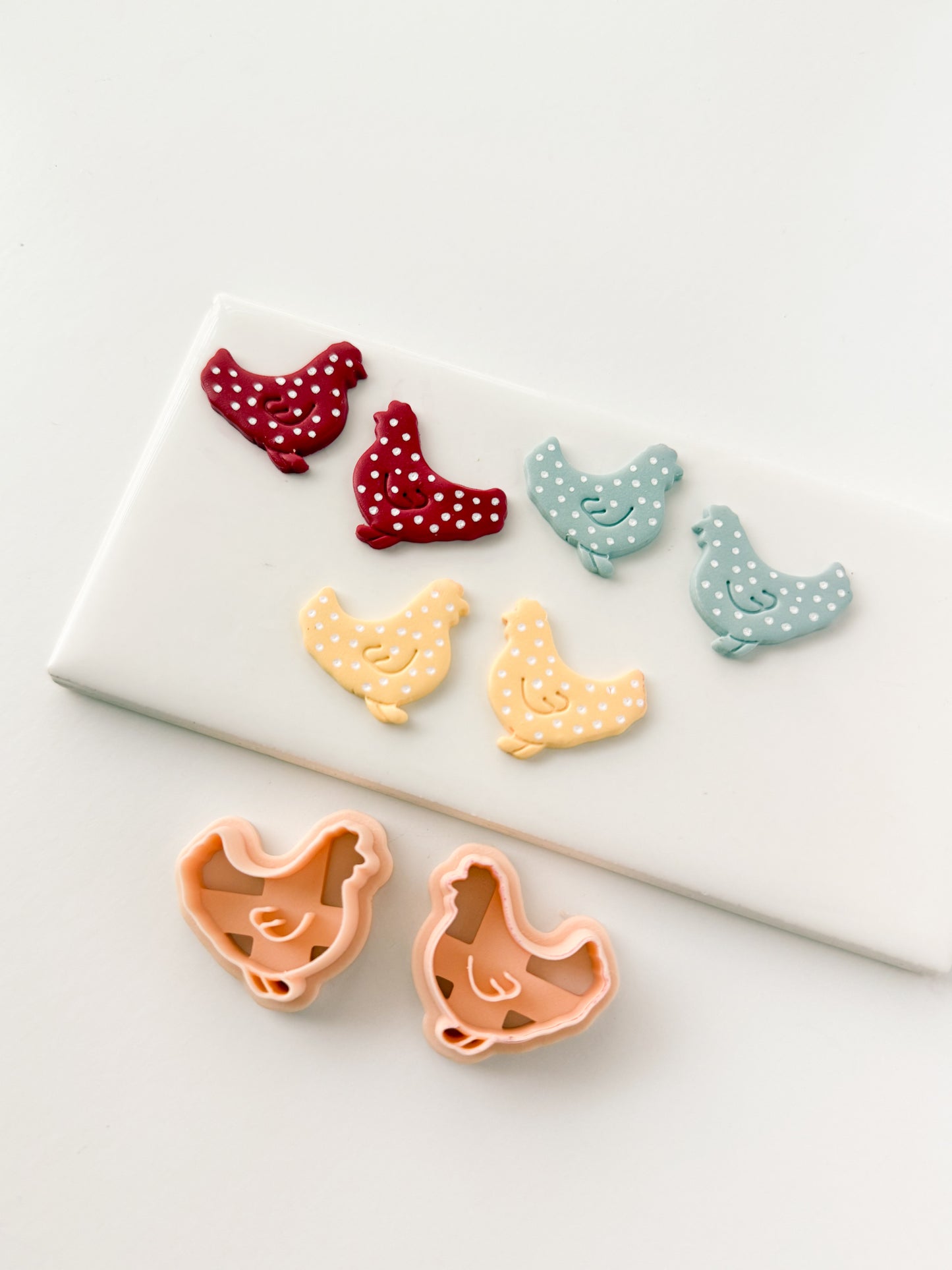 Hen Embossed Cutter No. 2 Clay Cutter | Hen Embossed Polymer Clay Cutter for DIY Farm Earrings Rustic Jewelry and Handmade Chicken-Themed Accessories