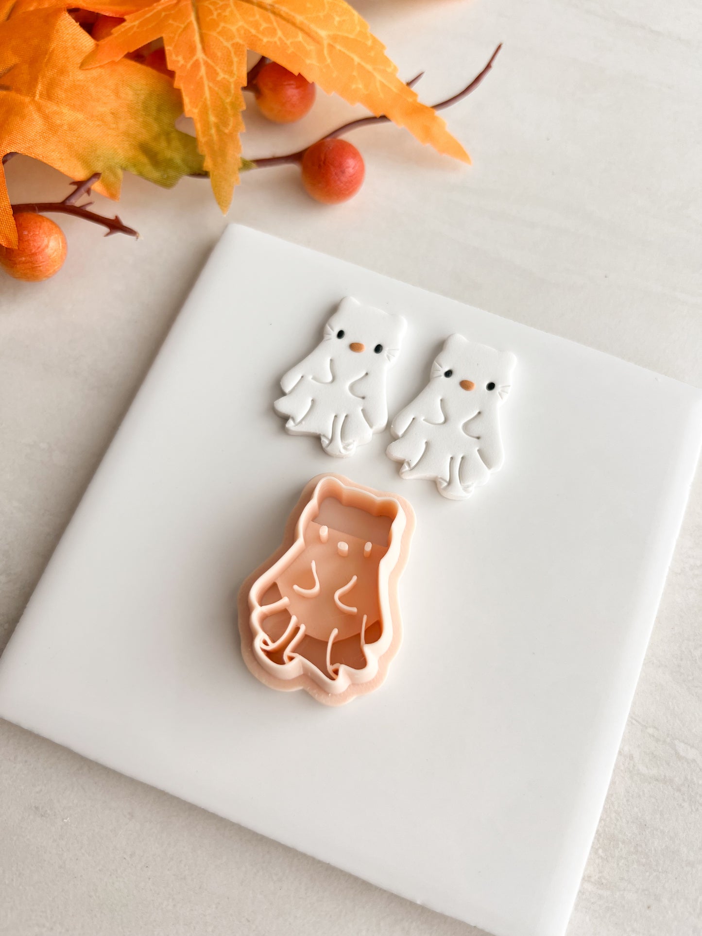 Hello Kitty Ghost Clay Cutter | Hello Kitty Ghost Polymer Clay Cutter for DIY Halloween Earrings Cute Spooky Jewelry and Handmade Festive Accessories