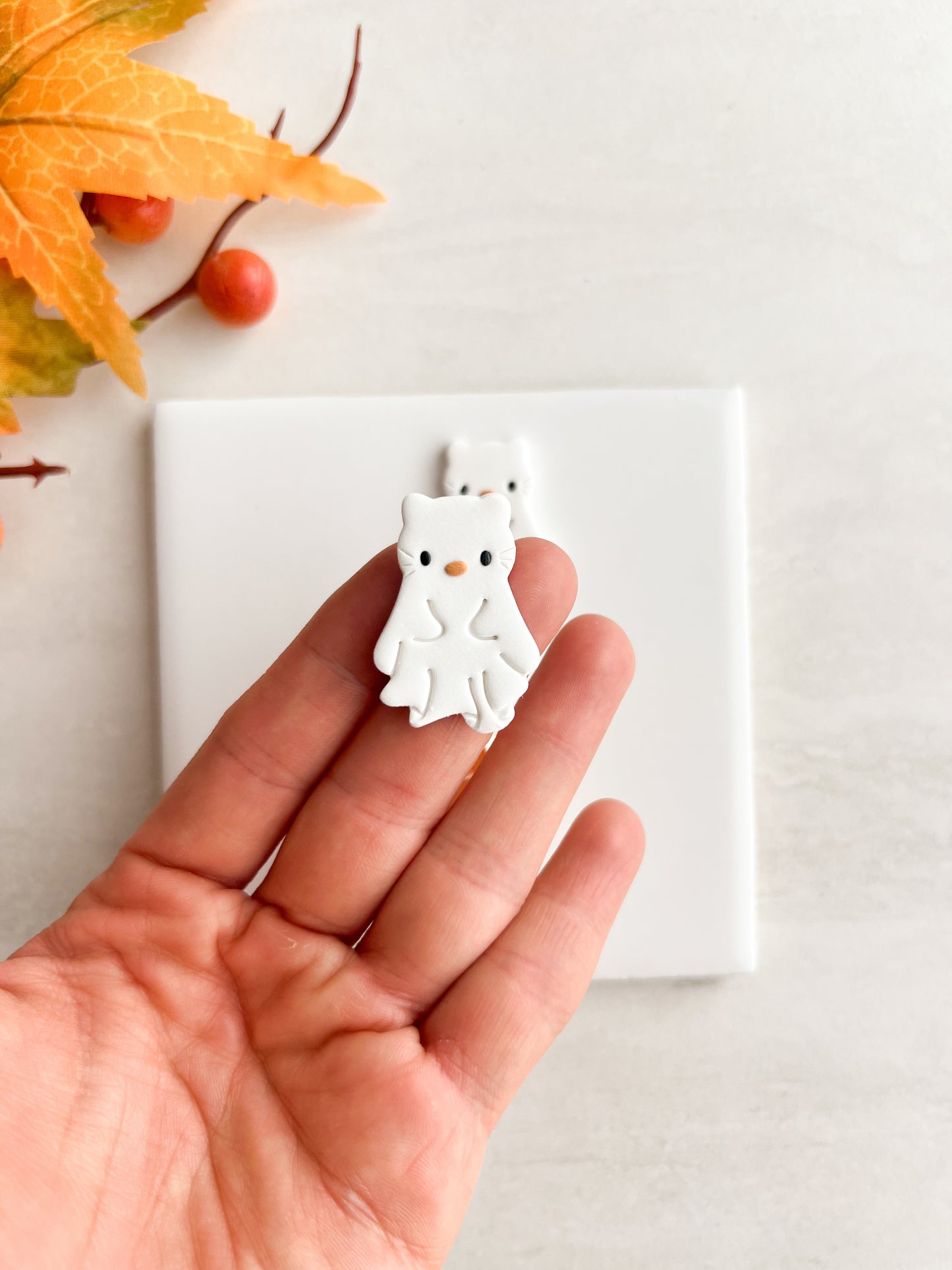 Hello Kitty Ghost Clay Cutter | Hello Kitty Ghost Polymer Clay Cutter for DIY Halloween Earrings Cute Spooky Jewelry and Handmade Festive Accessories