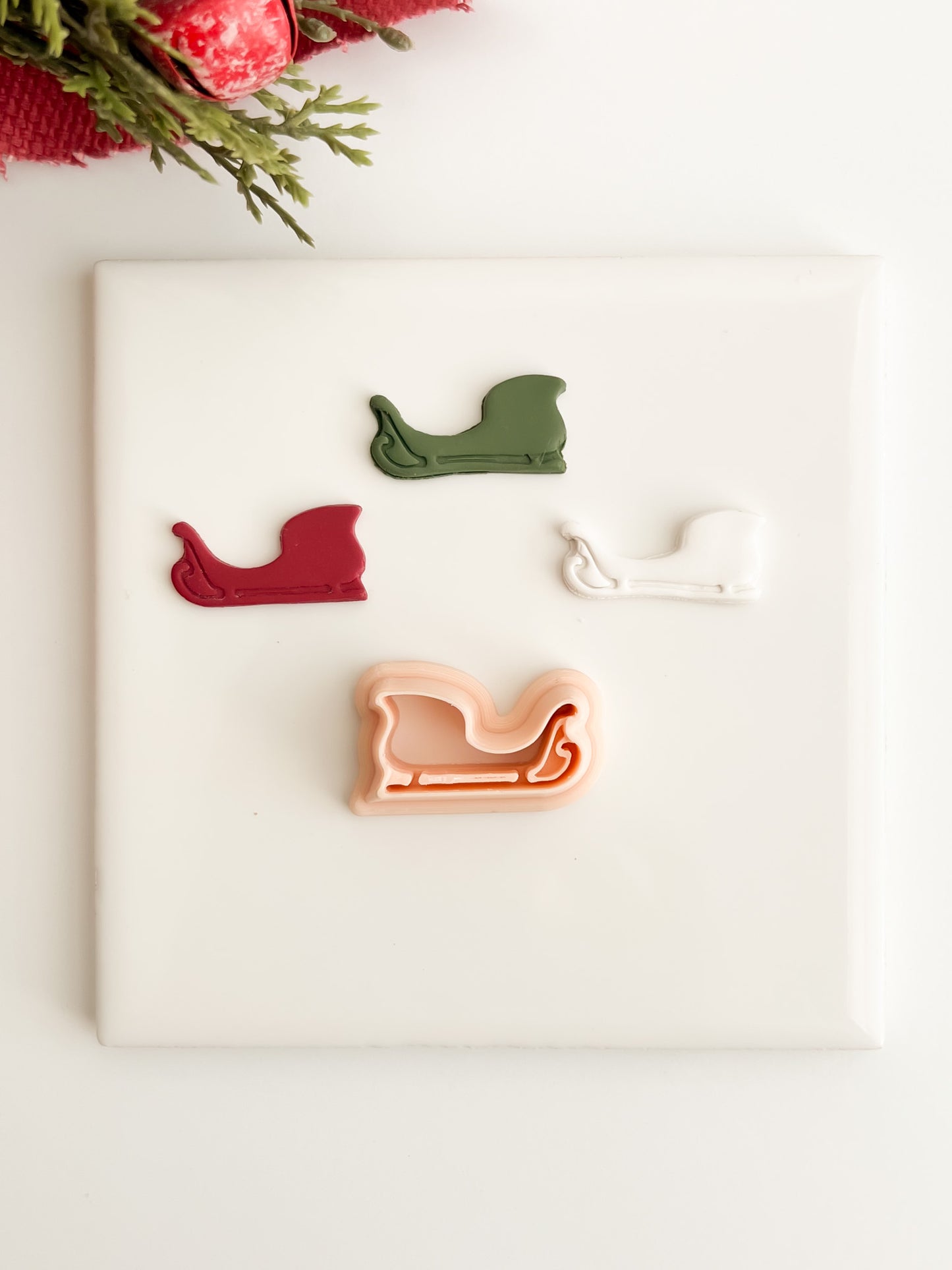 Santa Sleigh Clay Cutter | Christmas Sleigh Polymer Clay Cutter for Holiday Earrings and Crafts
