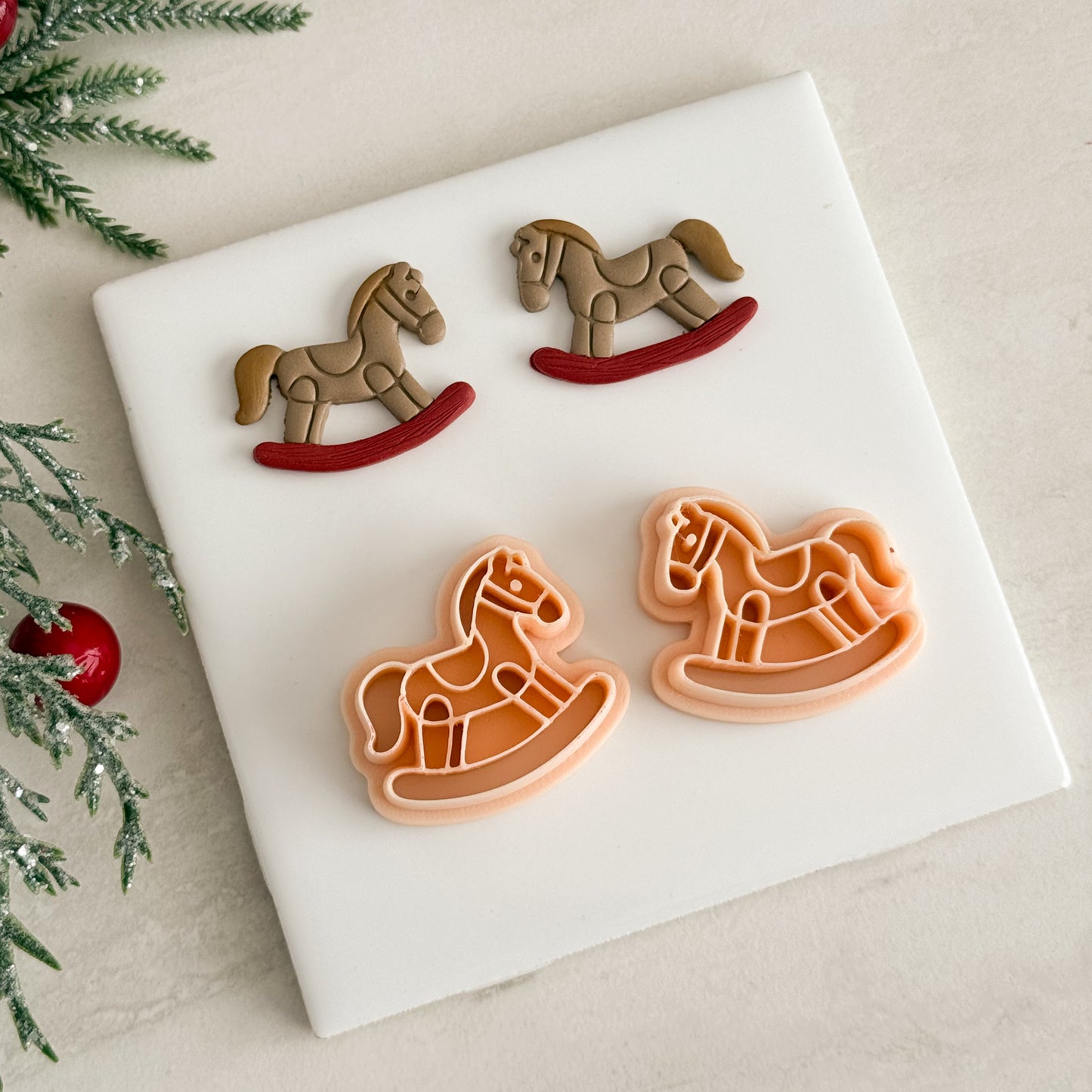 2025 Toy Rocking Horse | Festive Polymer Clay Cutter