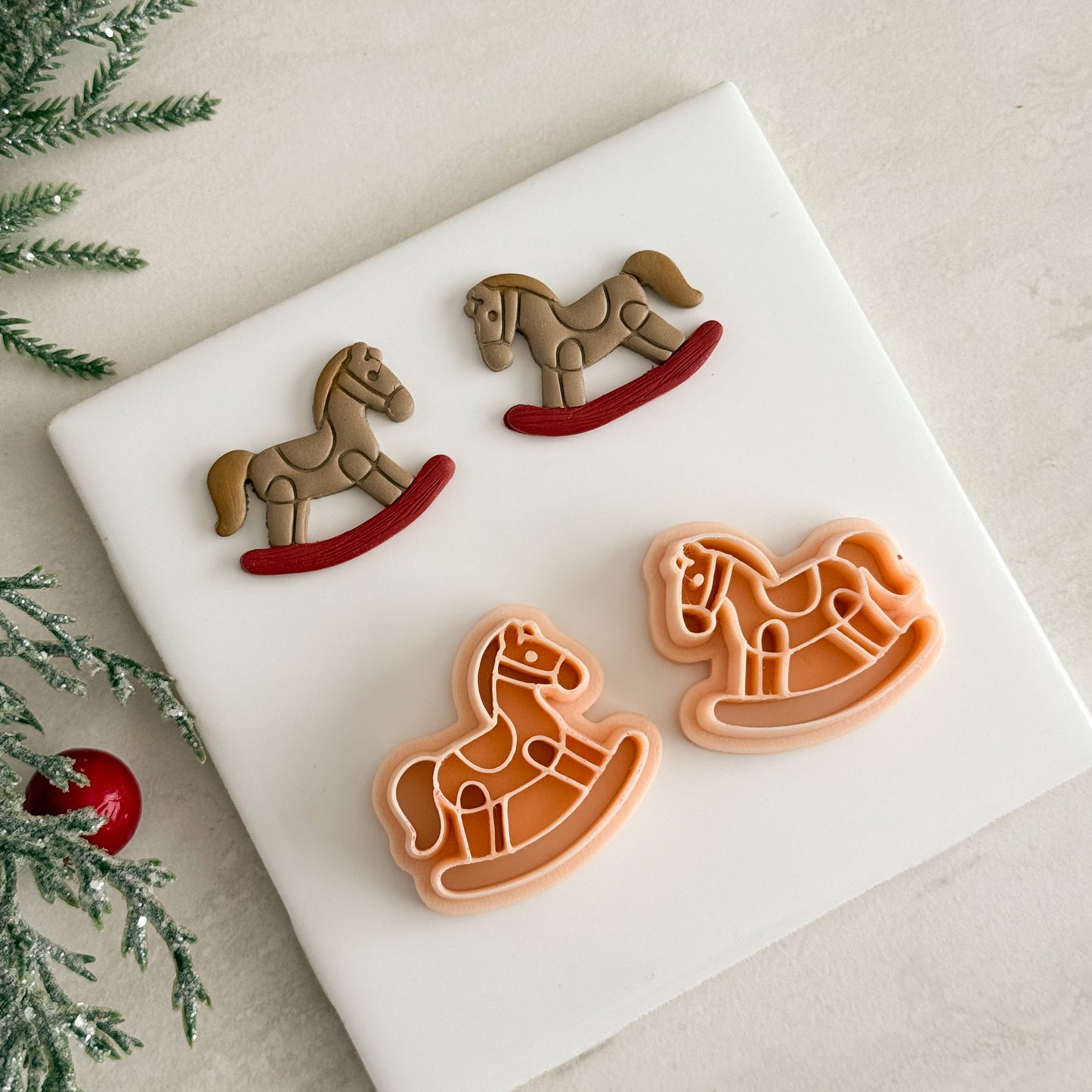 2025 Toy Rocking Horse | Festive Polymer Clay Cutter