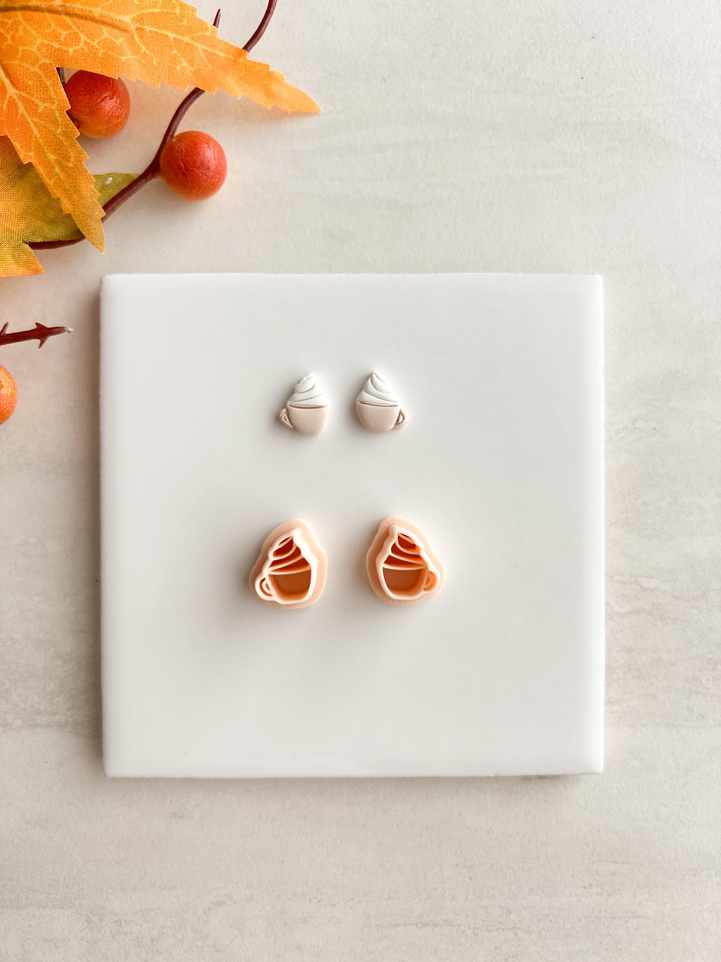 Pumpkin Spice Latte Clay Cutter | Pumpkin Spice Latte Polymer Clay Cutter for DIY Fall Earrings Coffee-Themed Jewelry and Handmade Autumn Accessories