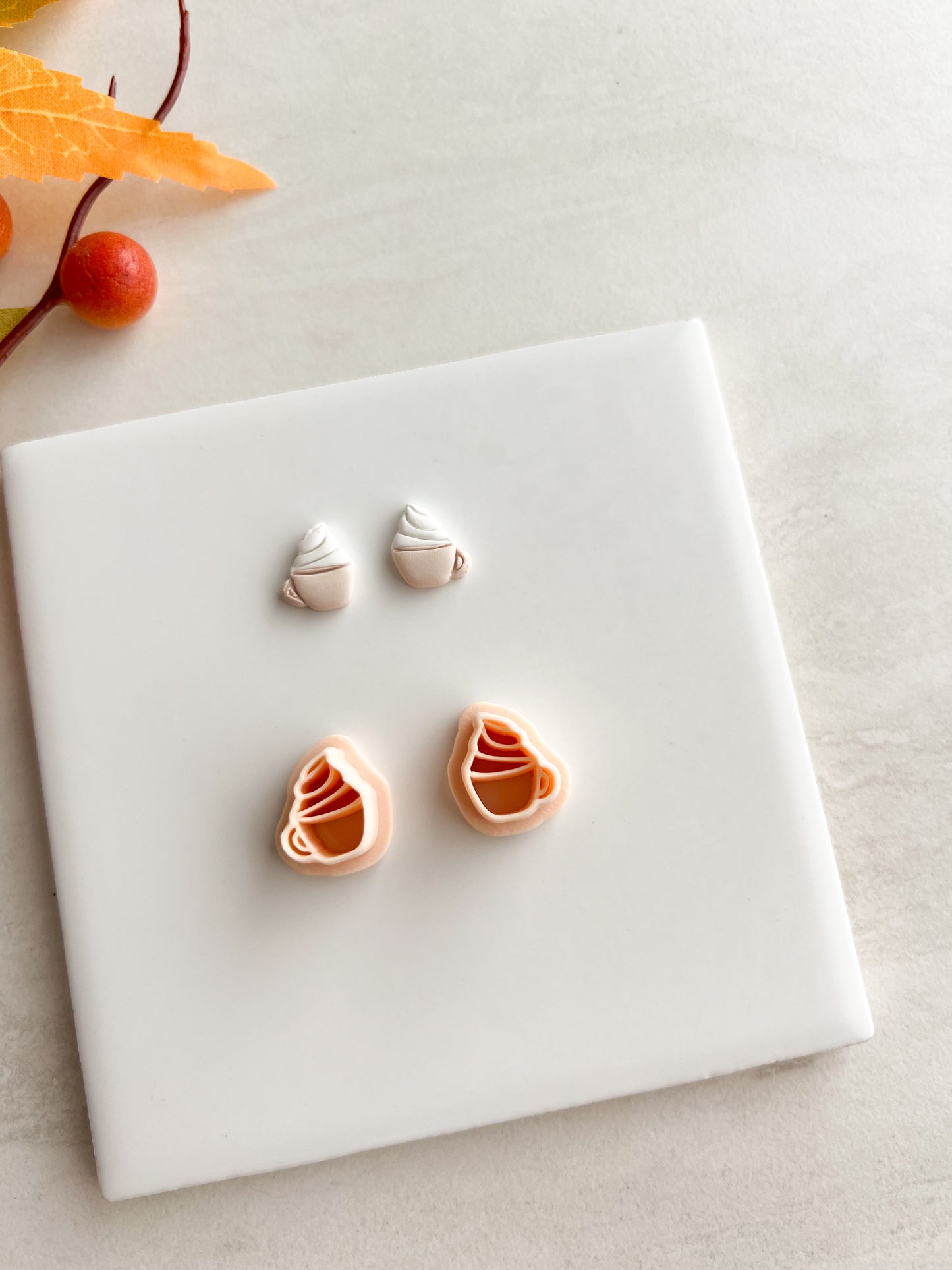 Pumpkin Spice Latte Clay Cutter | Pumpkin Spice Latte Polymer Clay Cutter for DIY Fall Earrings Coffee-Themed Jewelry and Handmade Autumn Accessories